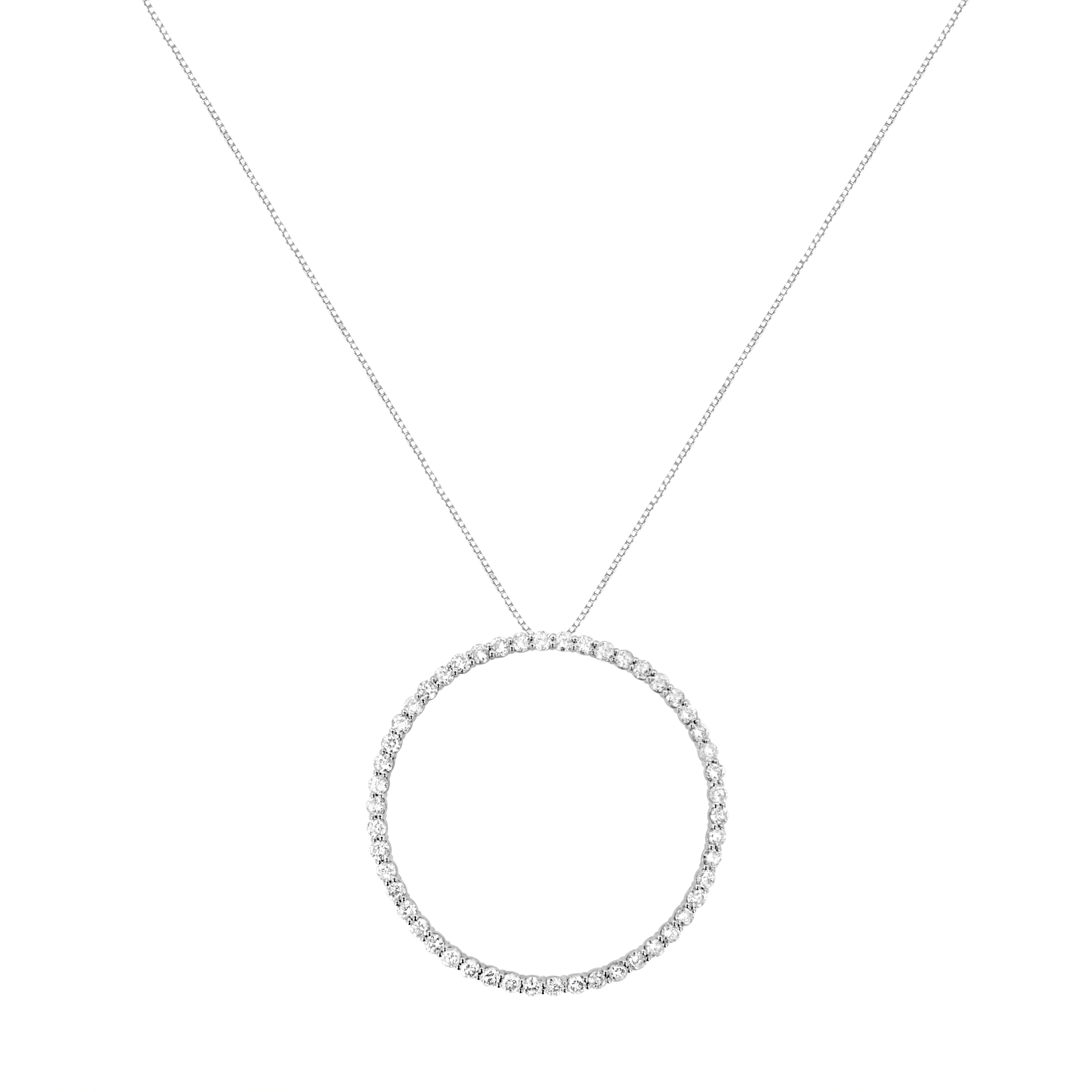 .925 Sterling Silver 4 cttw Prong Set, Round-Cut Diamond Open Circle Hoop 18" Pendant Necklace J-K Color, I1-I2 Clarity on sale at MyriadMart