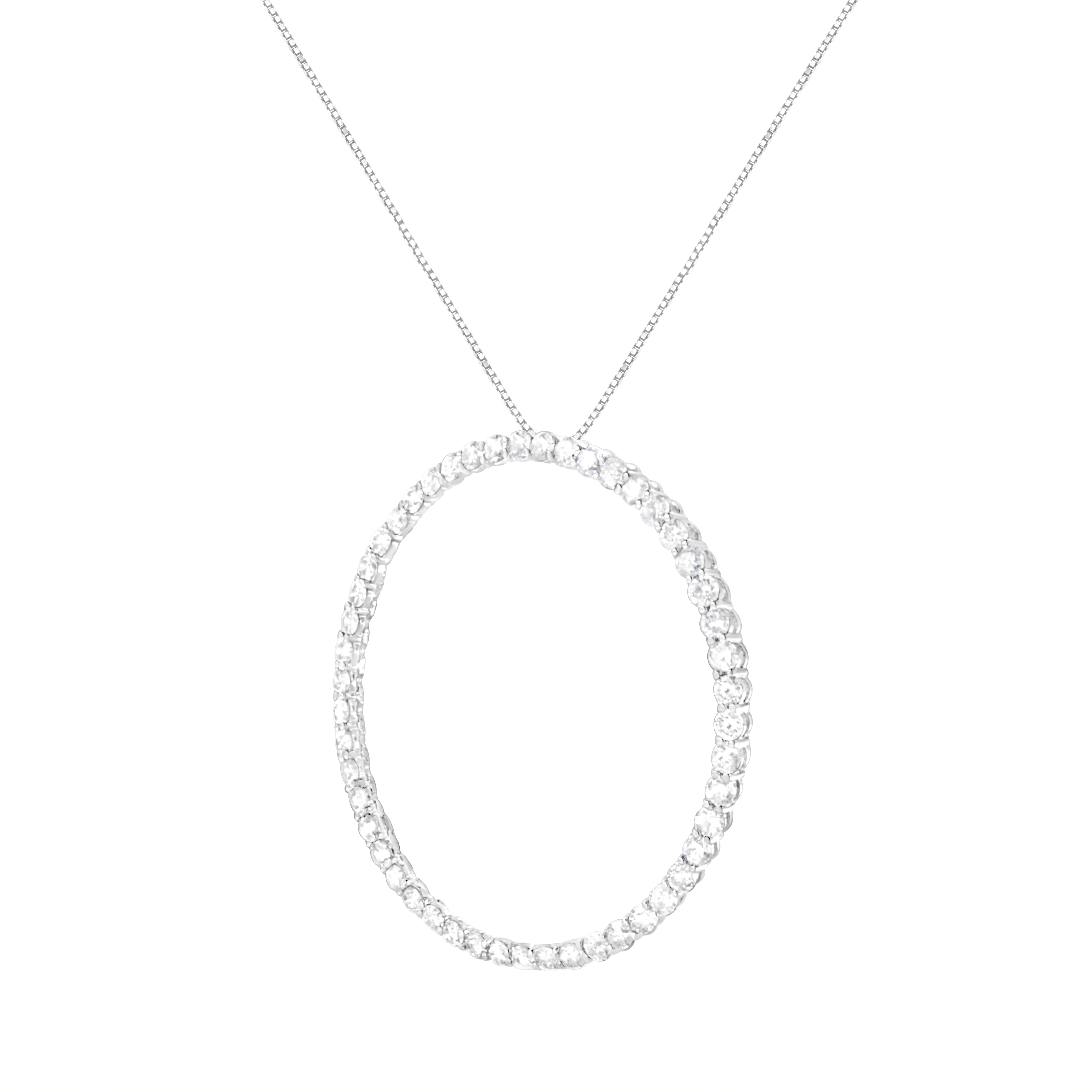 .925 Sterling Silver 4 cttw Prong Set, Round-Cut Diamond Open Circle Hoop 18" Pendant Necklace J-K Color, I1-I2 Clarity on sale at MyriadMart
