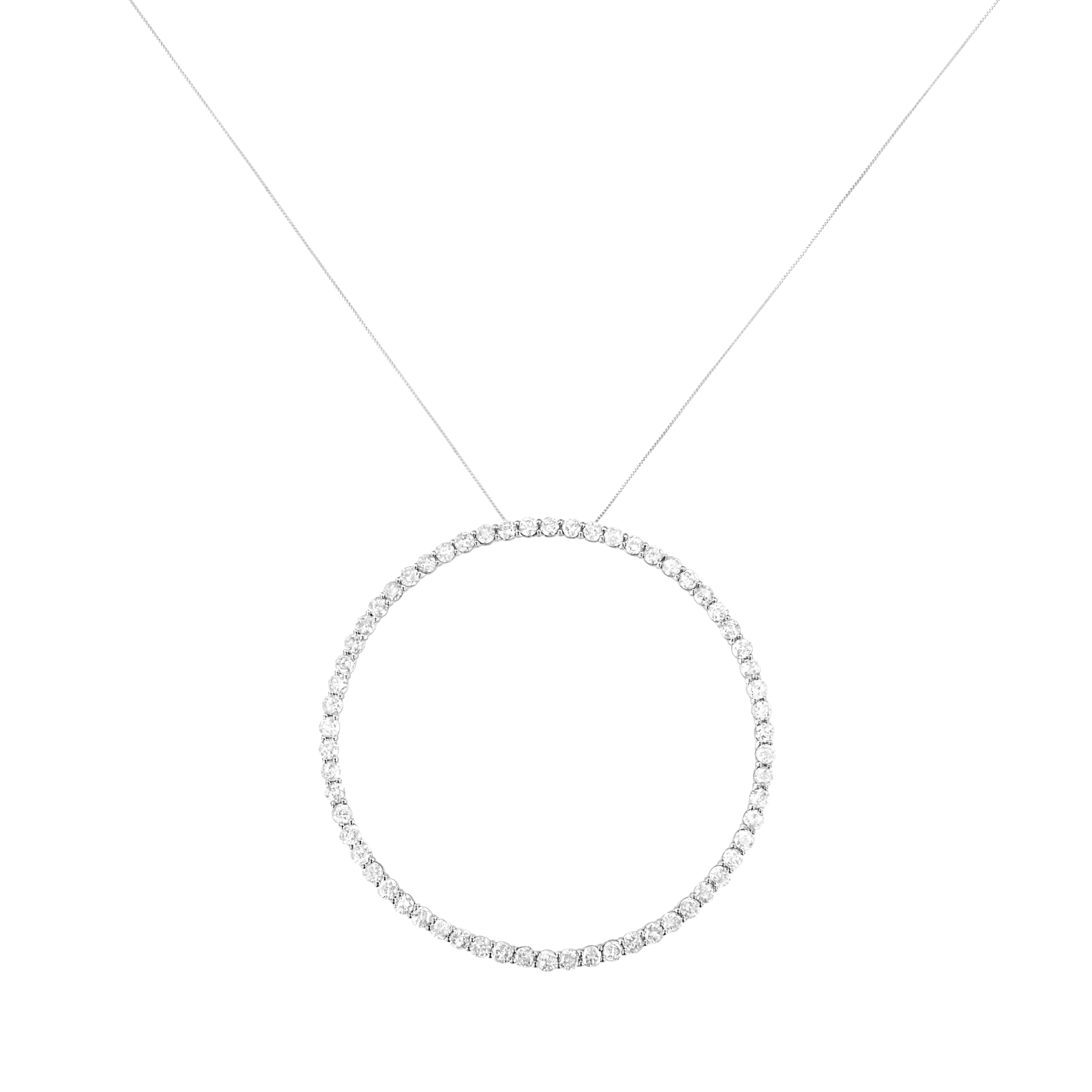 .925 Sterling Silver 5.0 Cttw Prong Set Round-cut Diamond Open Circle Hoop 18" Pendant Necklace I-J Color, I2-I3 Clarity on sale at MyriadMart