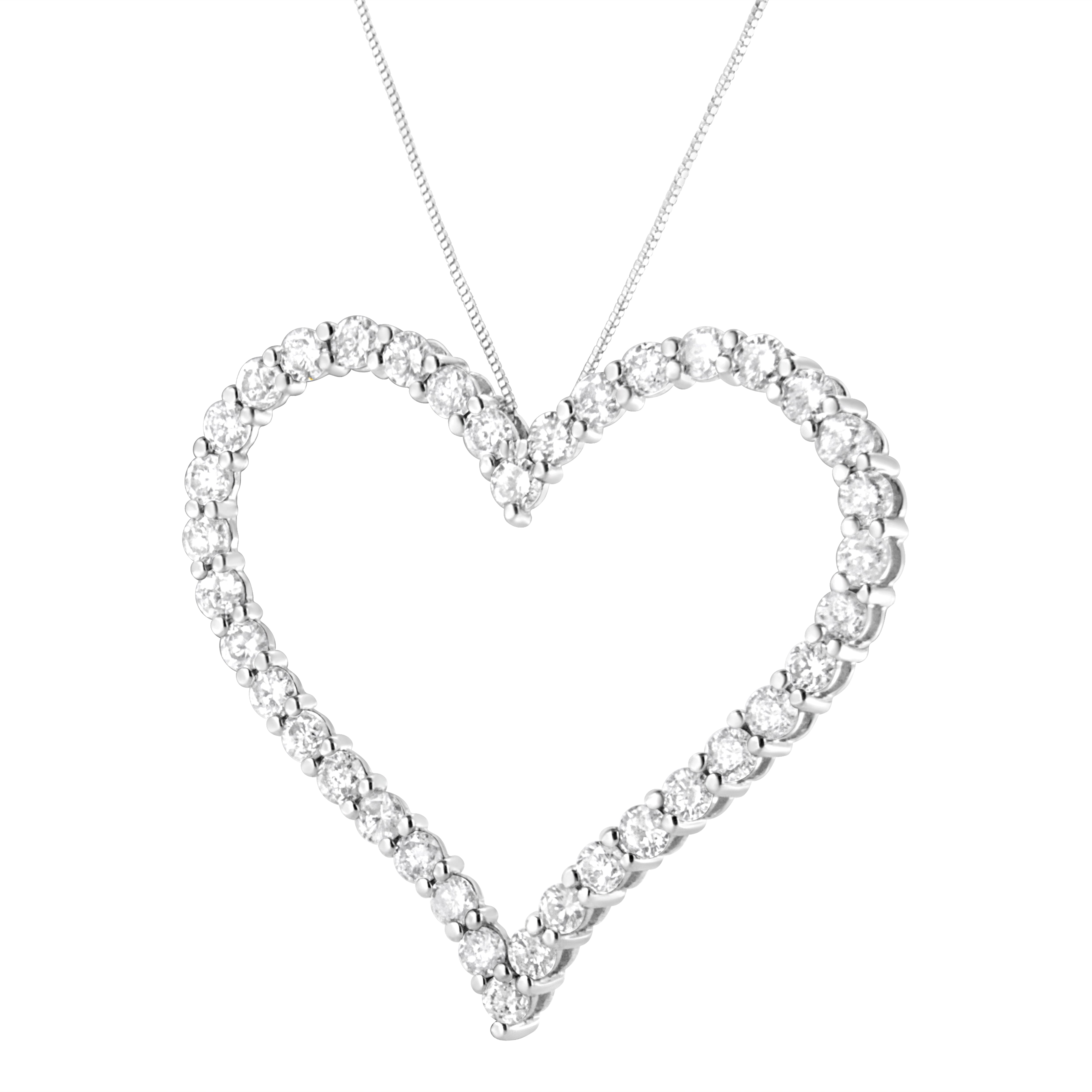 .925 Sterling Silver 3.0 cttw Round-Cut Diamond Open Heart Pendant Necklace I-J Color, I2-I3 Clarity - 18" on sale at MyriadMart