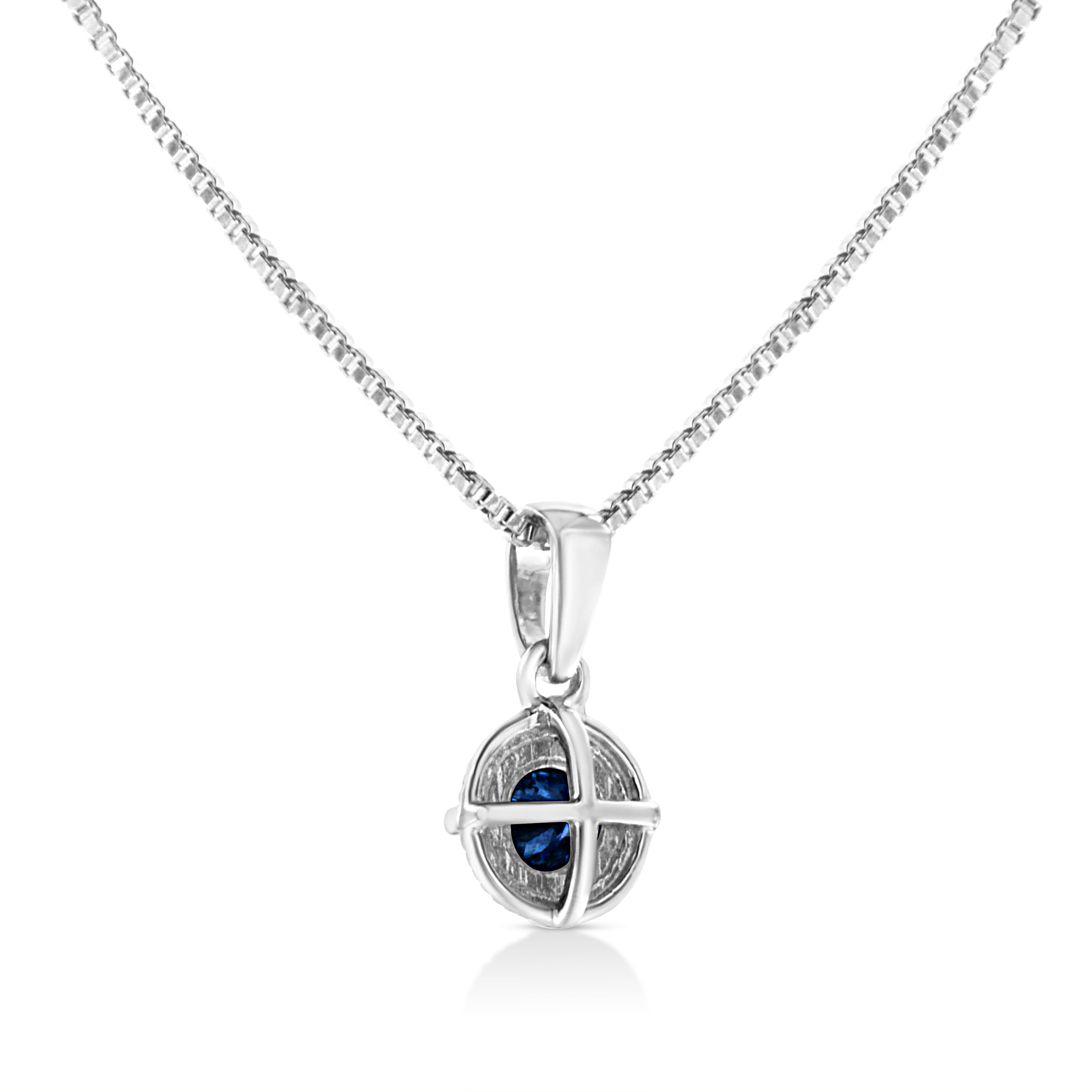 .925 Sterling Silver 3/4 Cttw Treated Blue Diamond Solitaire 18" Milgrain Pendant Necklace Blue Color, I1-I2 Clarity on sale at MyriadMart