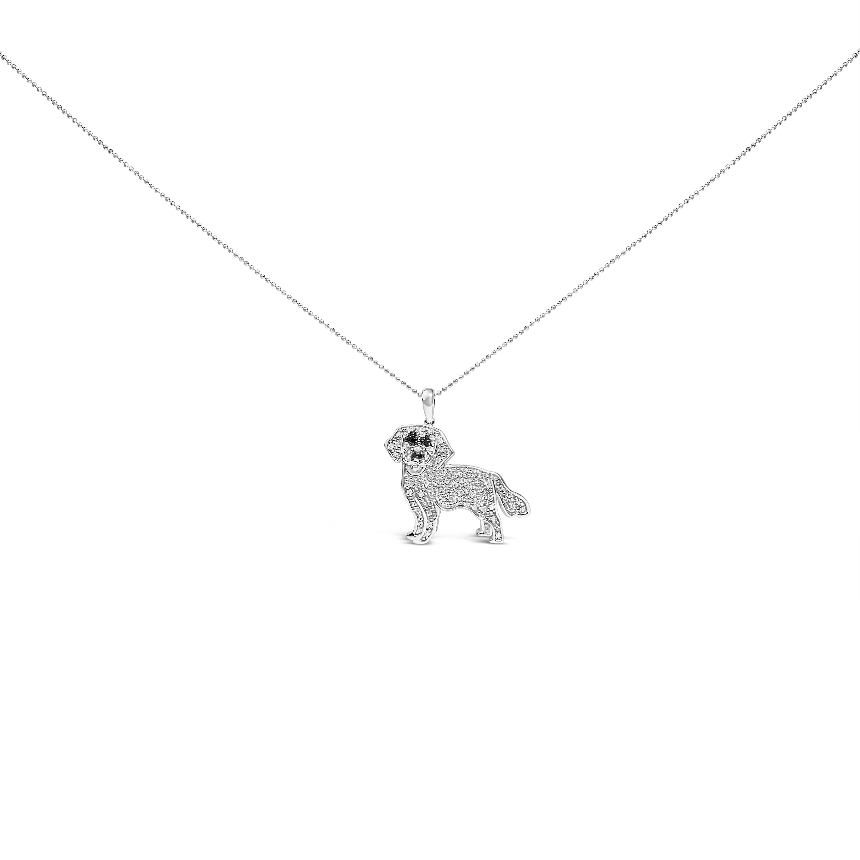 .925 Sterling Silver 1/3 Cttw White and Black Diamond Labrador Retriever Dog Pendant Necklace I-J Color, I2-I3 Clarity - 18" Inches on sale at MyriadMart