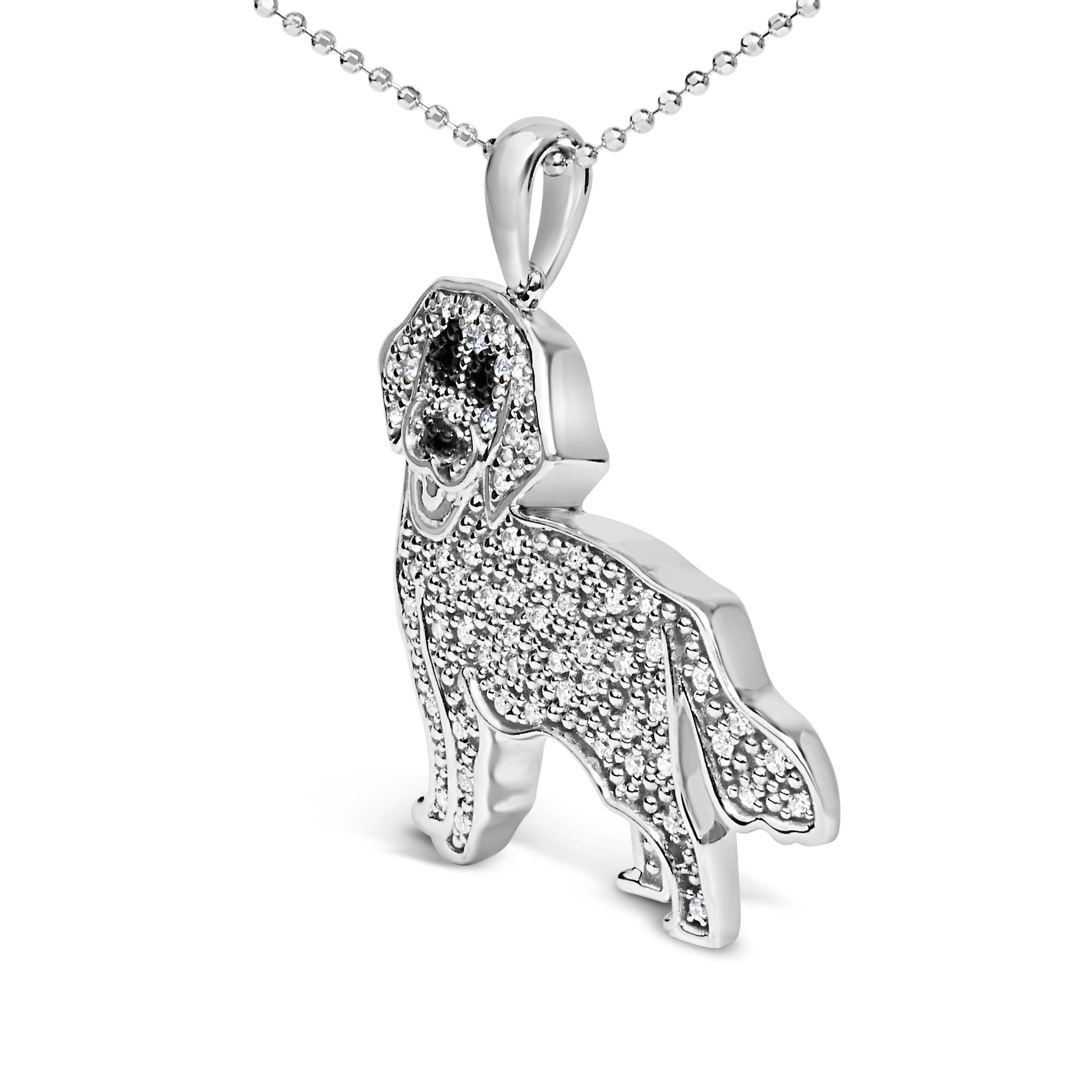 .925 Sterling Silver 1/3 Cttw White and Black Diamond Labrador Retriever Dog Pendant Necklace I-J Color, I2-I3 Clarity - 18" Inches on sale at MyriadMart