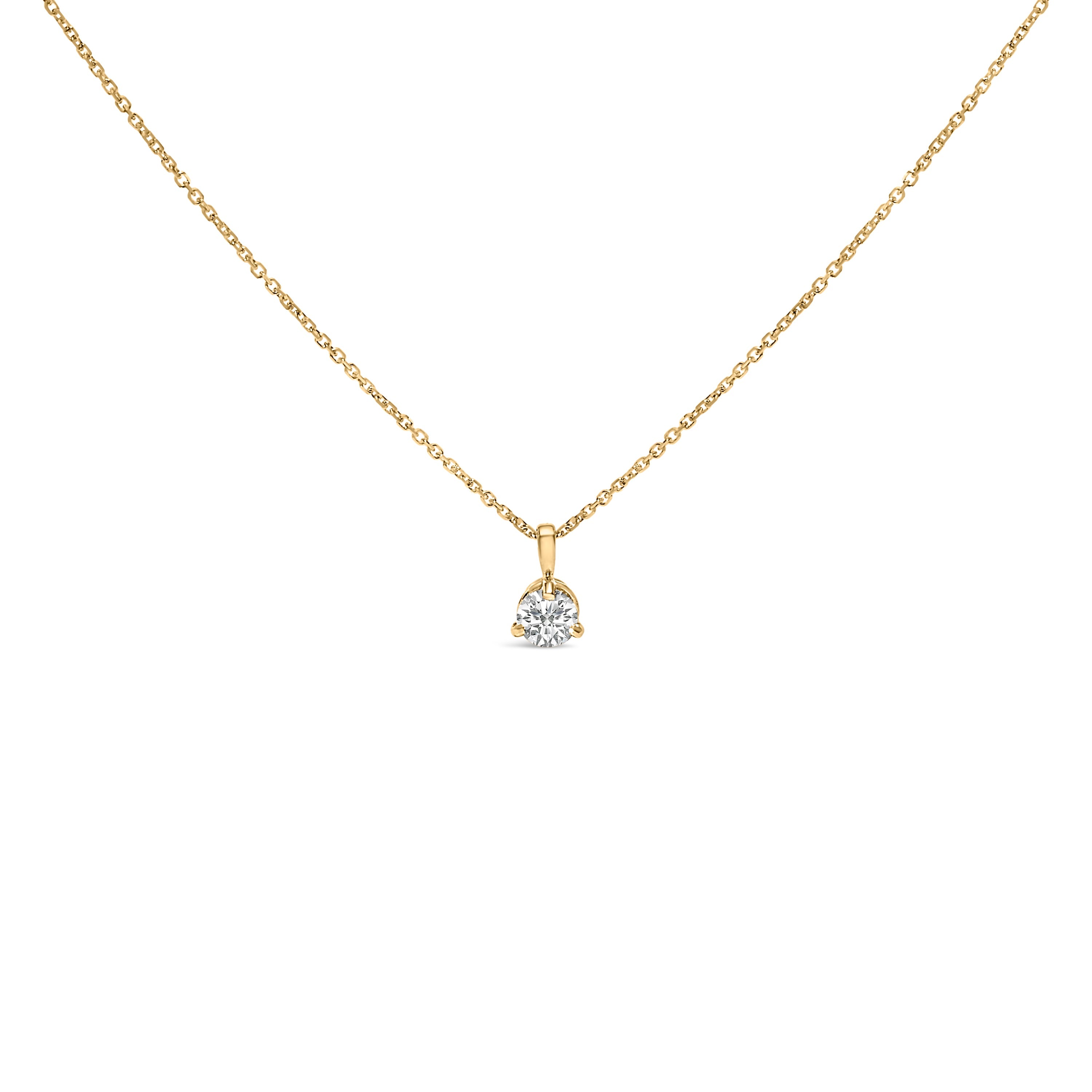 14K Yellow Gold 3/8 Cttw 3 Prong Martini Set Round Diamond Solitaire Pendant Necklace G-H Color, SI2-I1 Clarity - 18" Inches on sale at MyriadMart