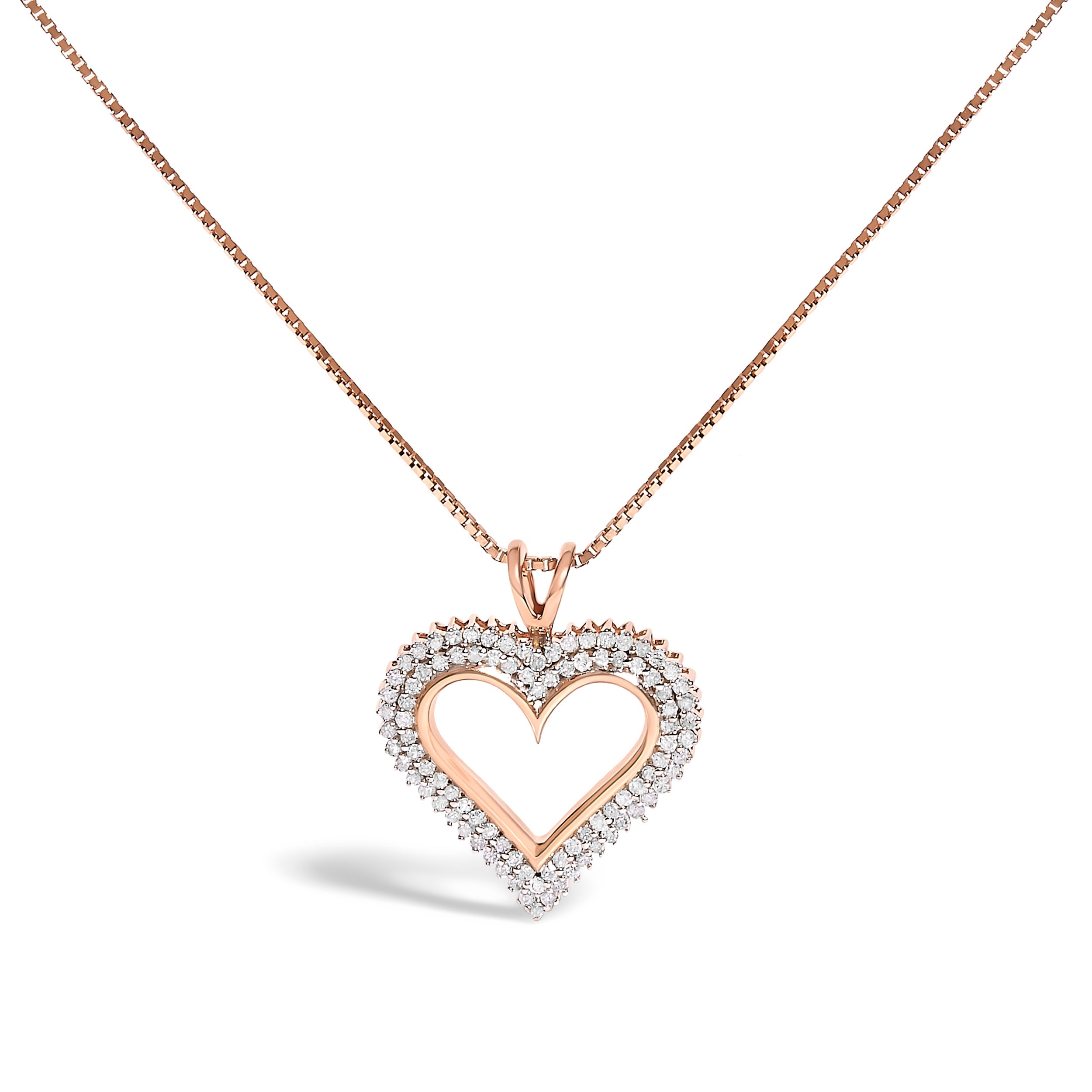 .925 Sterling Silver 1.00 Cttw Diamond Heart 18" Pendant Necklace I-J Color, I2-I3 Clarity on sale at MyriadMart