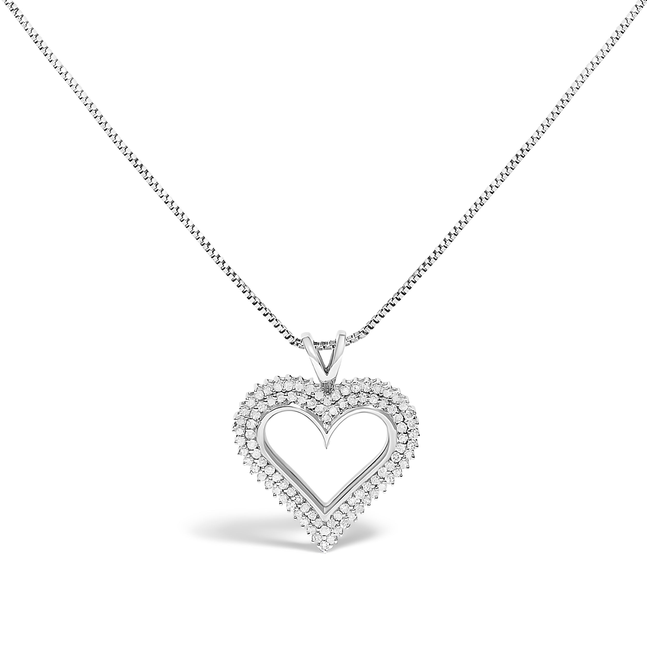 .925 Sterling Silver 1.00 Cttw Diamond Heart 18" Pendant Necklace I-J Color, I2-I3 Clarity on sale at MyriadMart