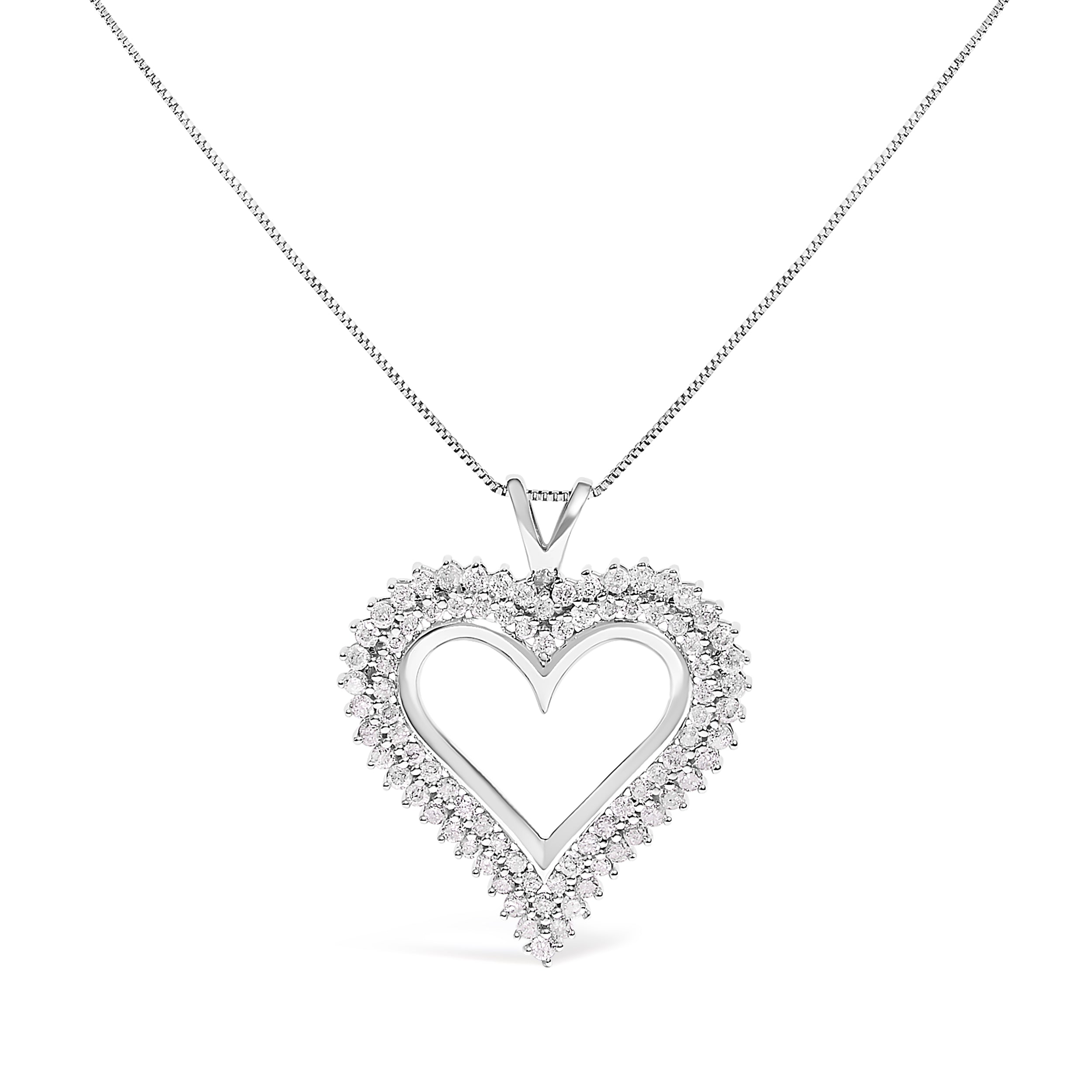 .925 Sterling Silver 1.00 Cttw Diamond Heart 18" Pendant Necklace I-J Color, I2-I3 Clarity on sale at MyriadMart