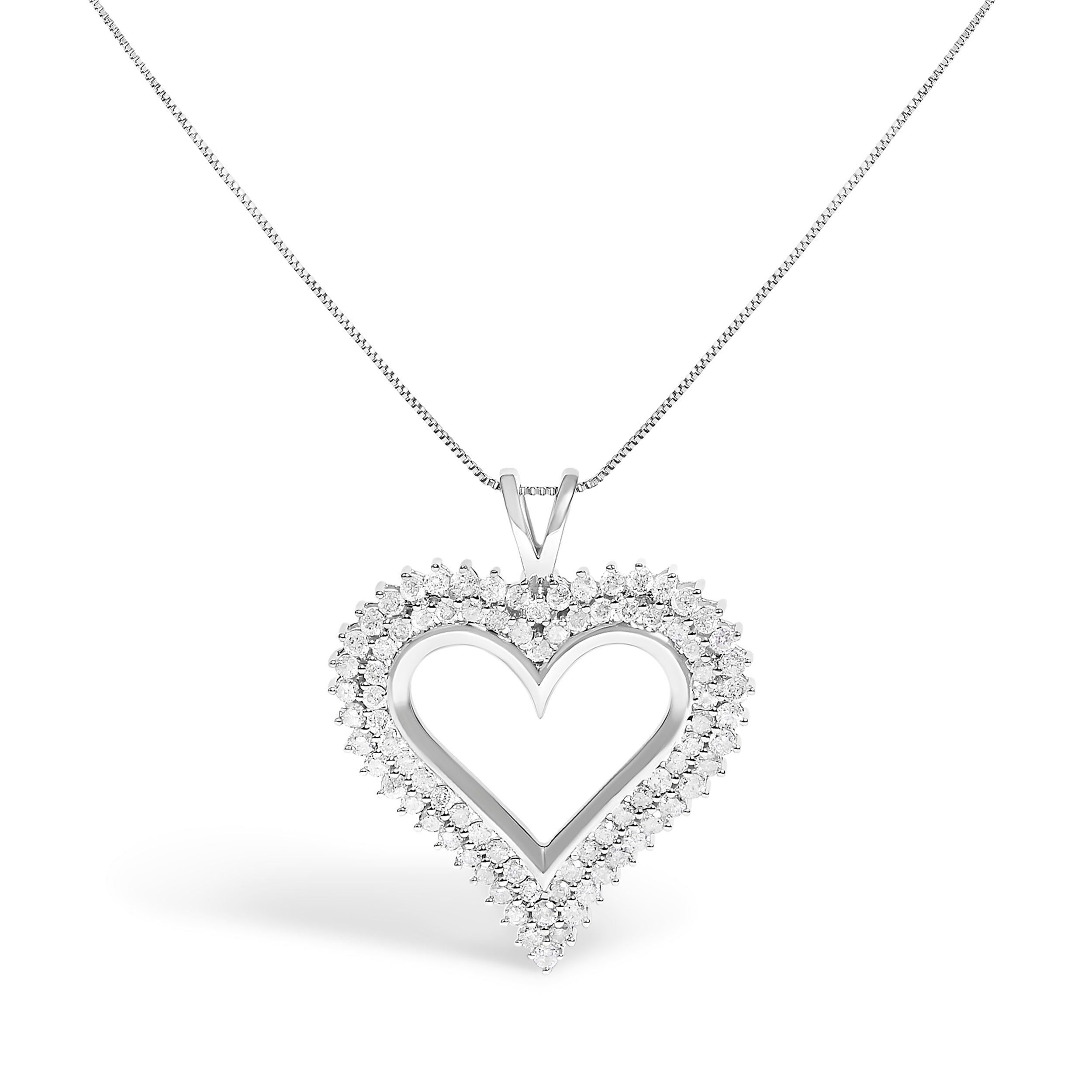 .925 Sterling Silver 1.00 Cttw Diamond Heart 18" Pendant Necklace I-J Color, I2-I3 Clarity on sale at MyriadMart