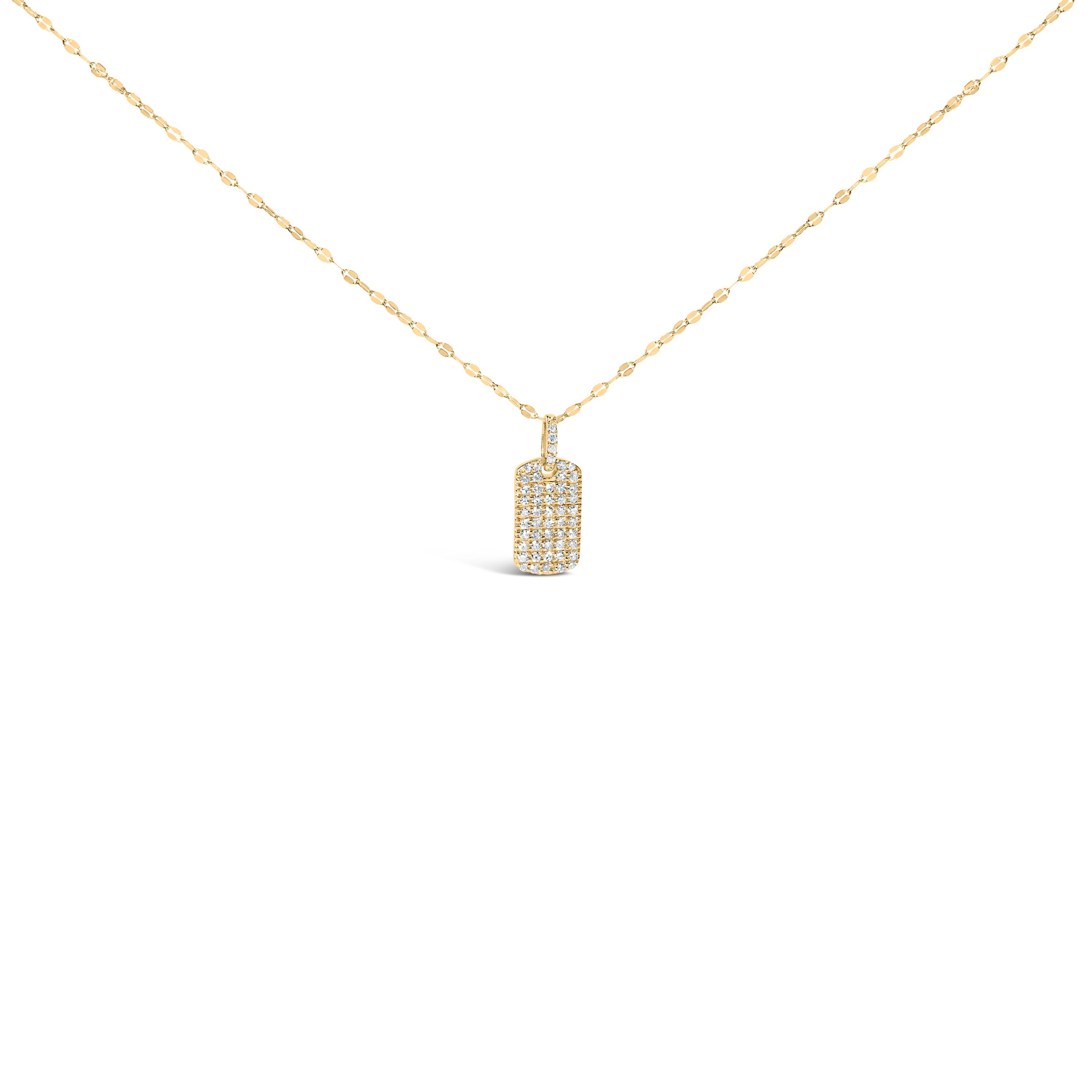 14K Yellow Gold 1/3 Cttw Diamond Dog Tag Pendant Necklaces 18" on sale at MyriadMart