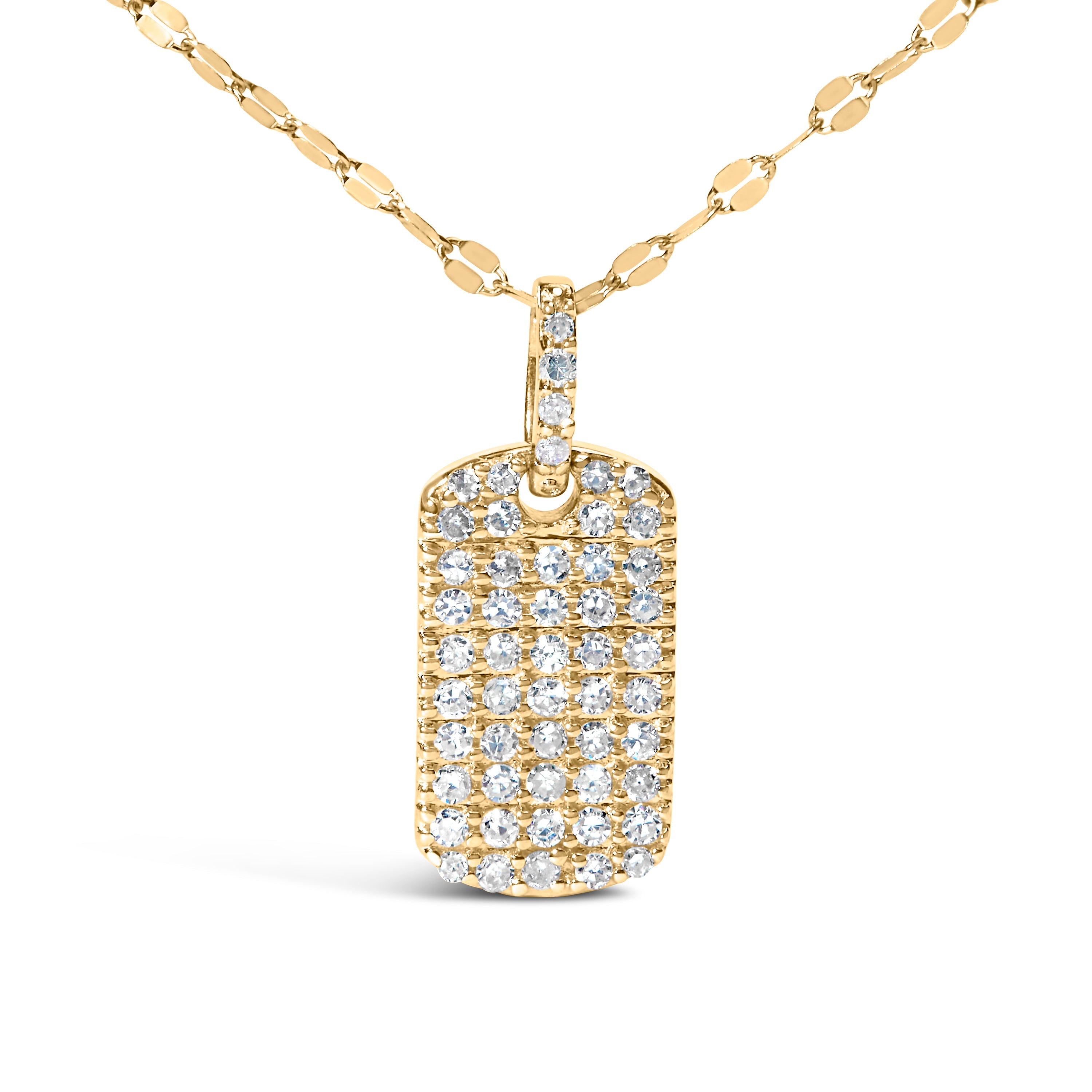 14K Yellow Gold 1/3 Cttw Diamond Dog Tag Pendant Necklaces 18" on sale at MyriadMart
