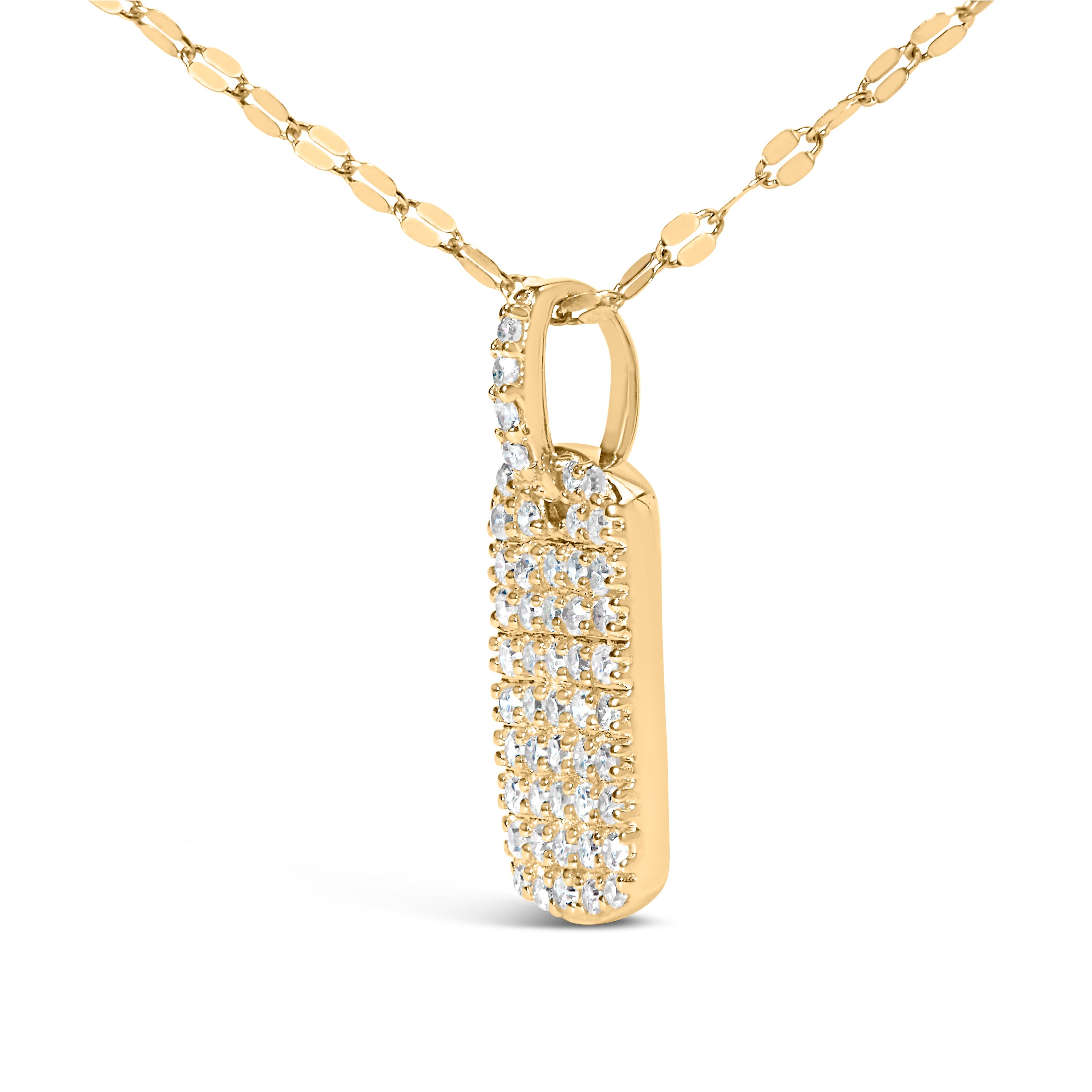 14K Yellow Gold 1/3 Cttw Diamond Dog Tag Pendant Necklaces 18" on sale at MyriadMart