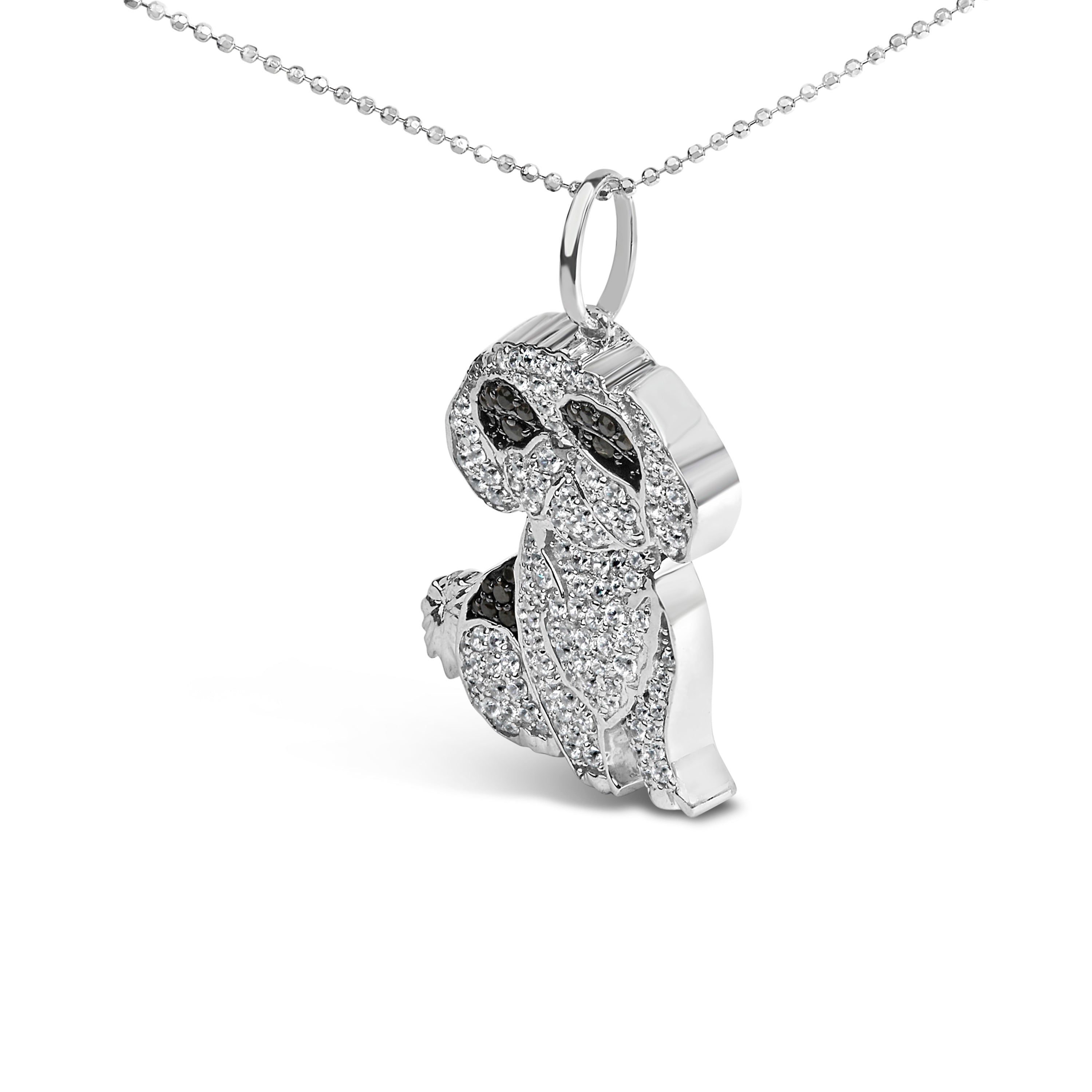 .925 Sterling Silver 1 1/4 Cttw Diamond Shih Tzu Dog Pendant Necklace 18 inch Black and I-J Color, I2-I3 Clarity on sale at MyriadMart