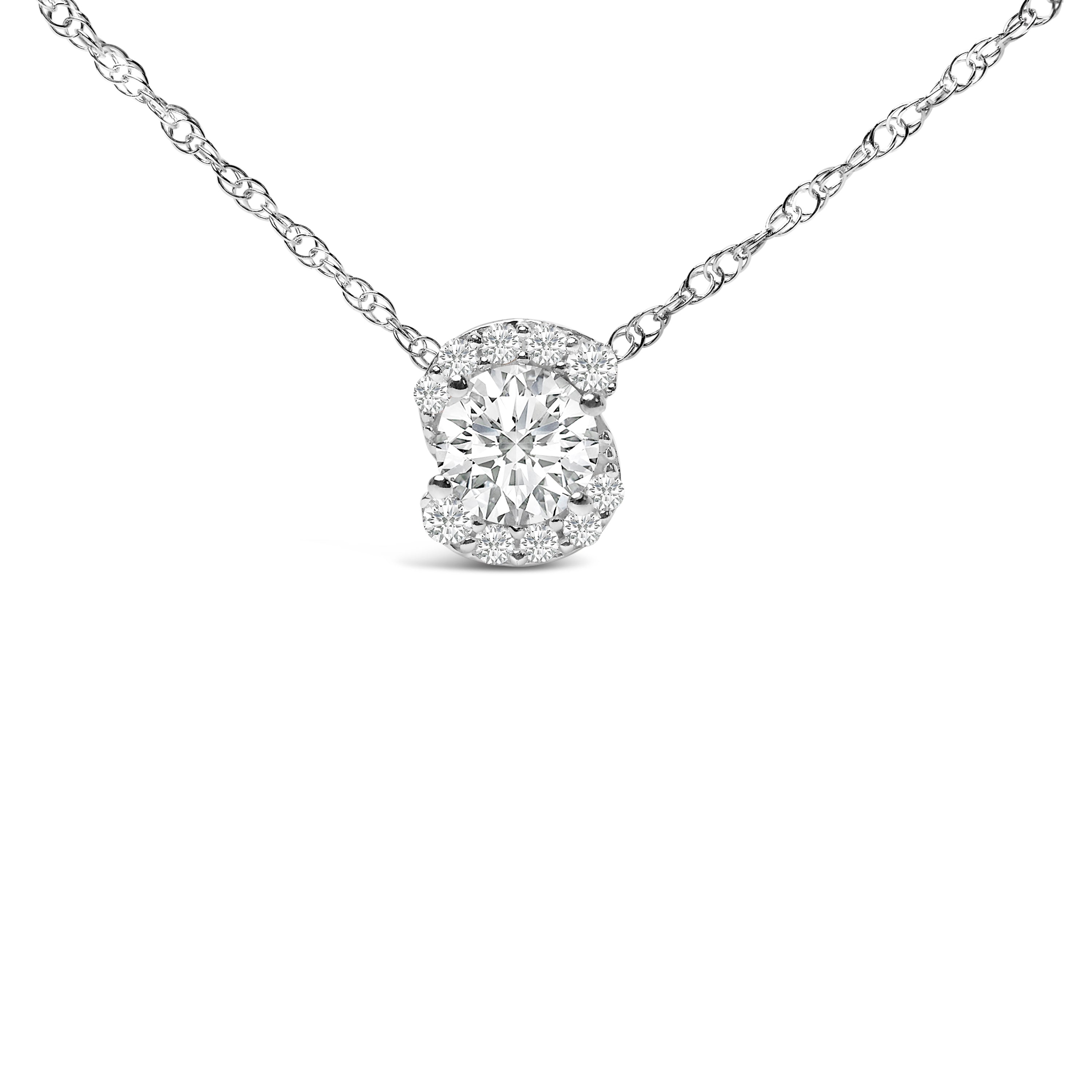 .925 Sterling Silver 1.0 Cttw Lab Grown Round-Cut Diamond Pendant Necklace 18" on sale at MyriadMart