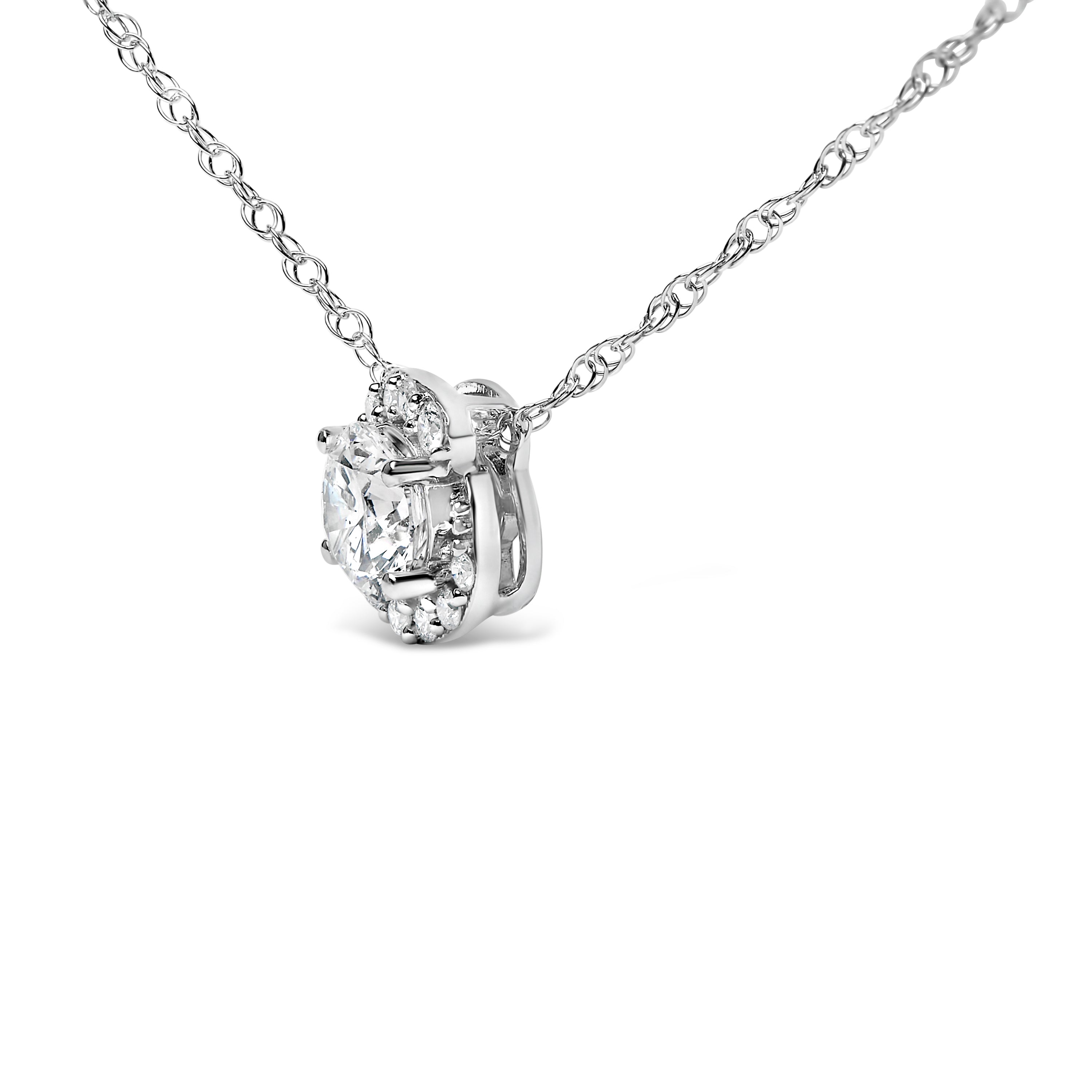 .925 Sterling Silver 1.0 Cttw Lab Grown Round-Cut Diamond Pendant Necklace 18" on sale at MyriadMart