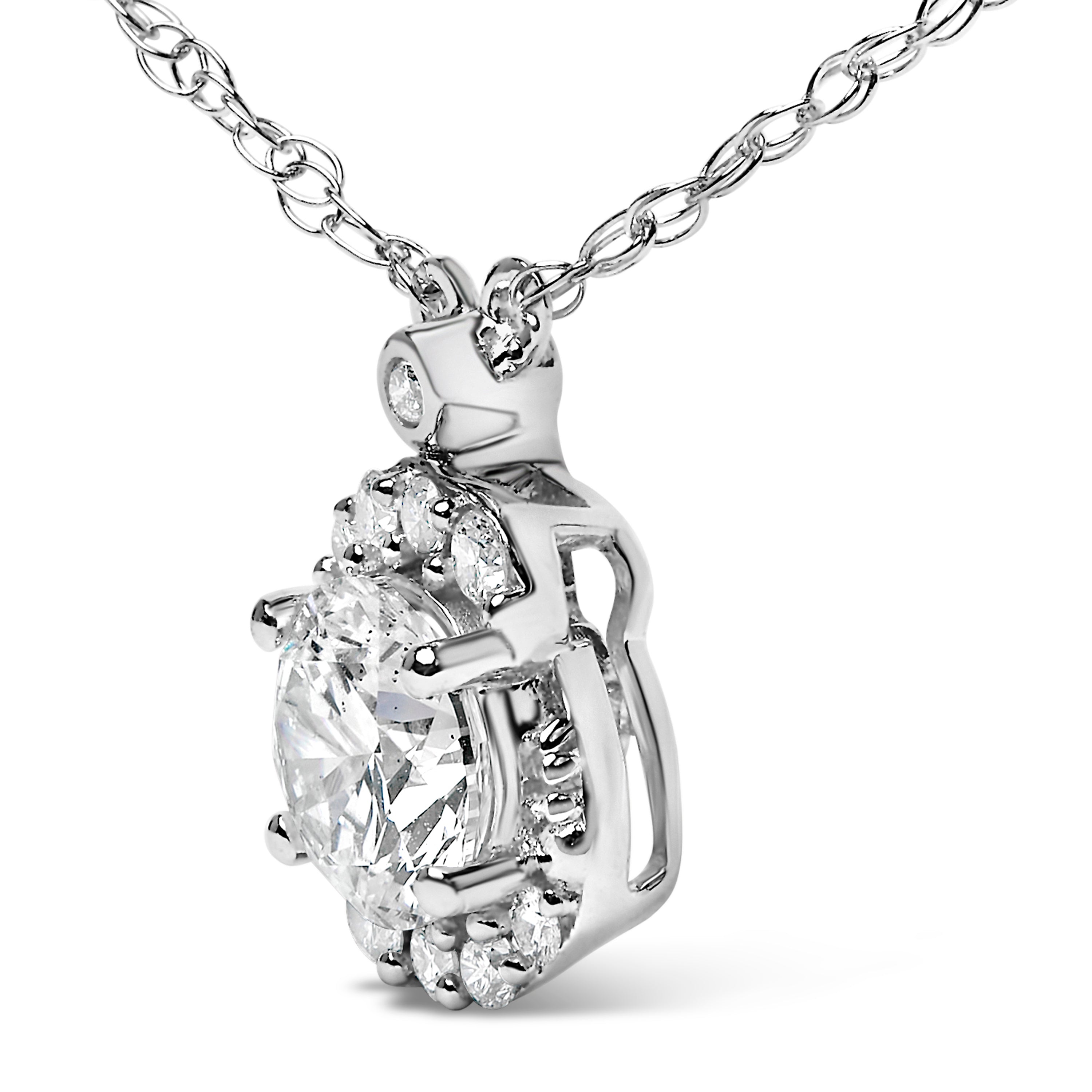 Sterling Silver 1.00 Cttw Lab Grown Diamond Oval Halo Pendant Bezel Station Necklace on sale at MyriadMart
