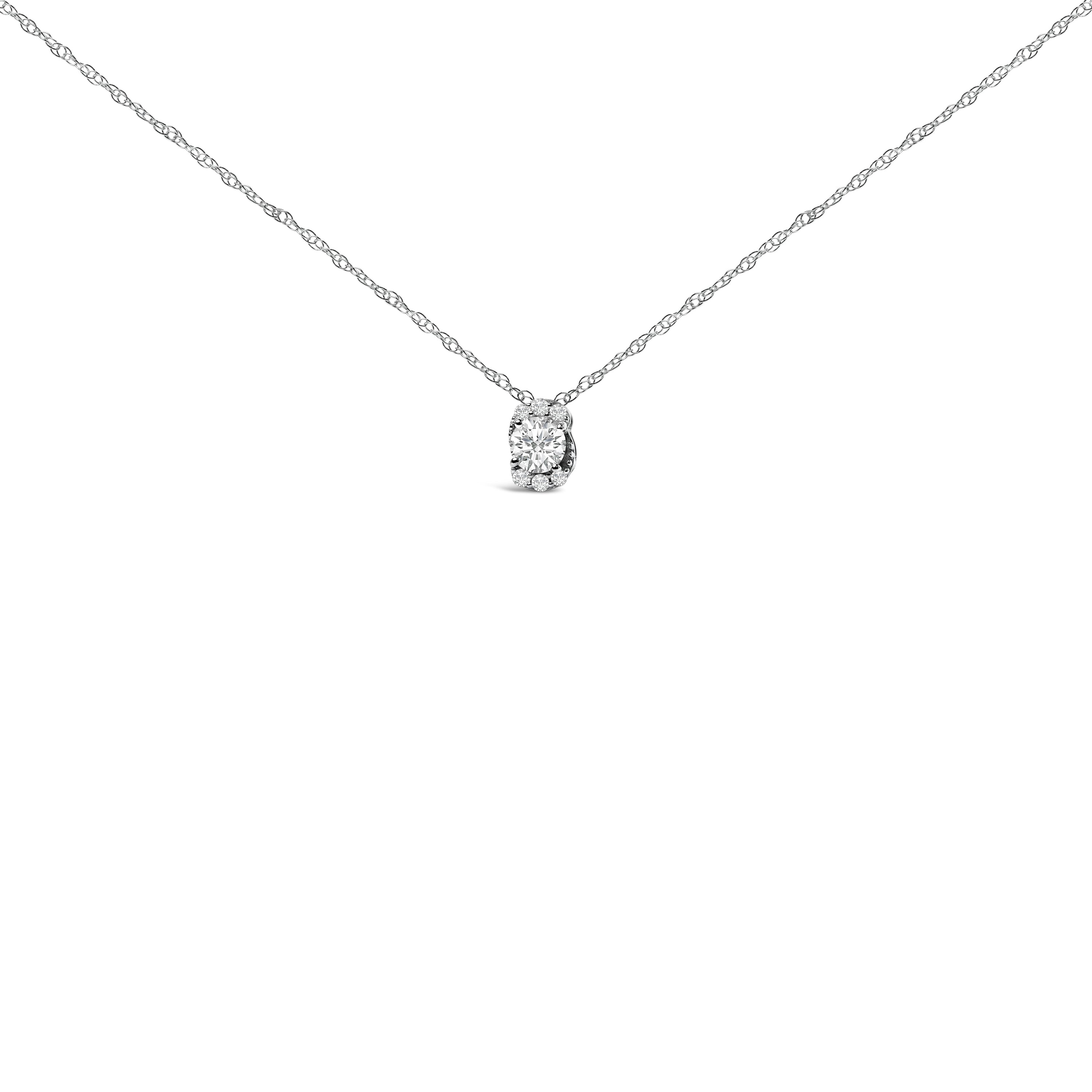 Sterling Silver 1/2 Cttw Lab Grown Diamond Oval Halo Pendant Necklace on sale at MyriadMart