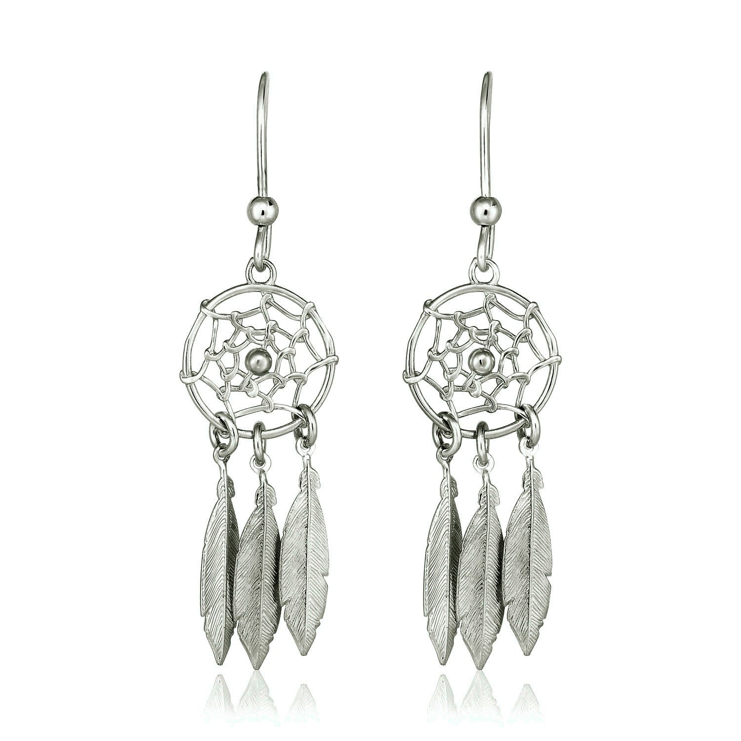 Sterling Silver Dream Catcher Dangle Earrings on sale at MyriadMart