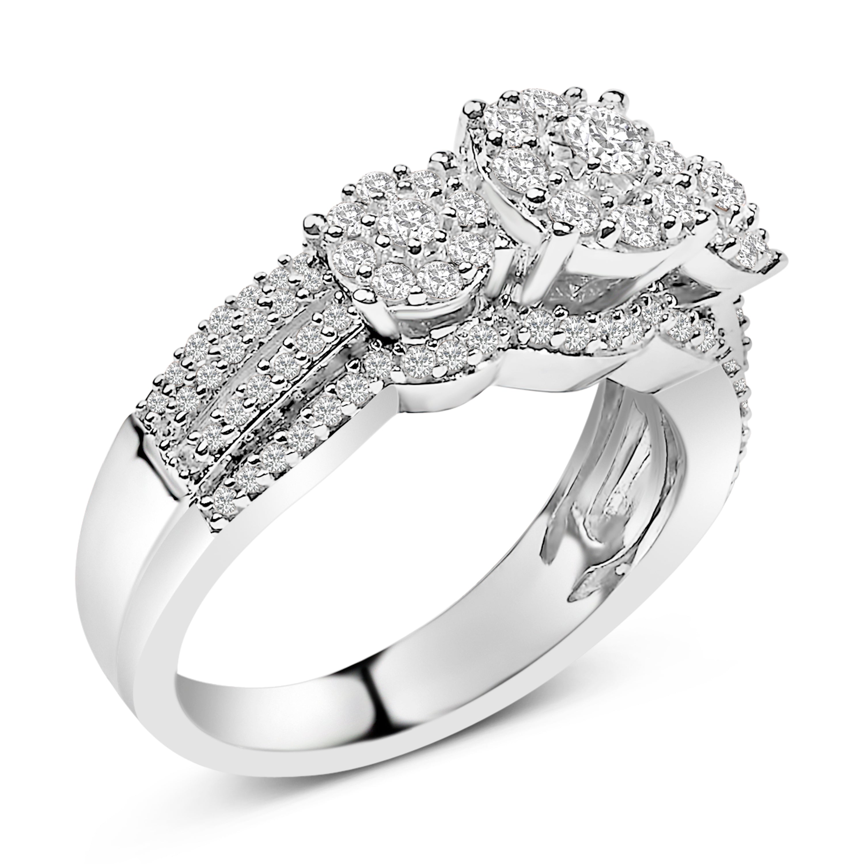 .925 Sterling Silver 1.0 Cttw Diamond Engagement Ring and Soldered Wedding Band Set on sale at MyriadMart