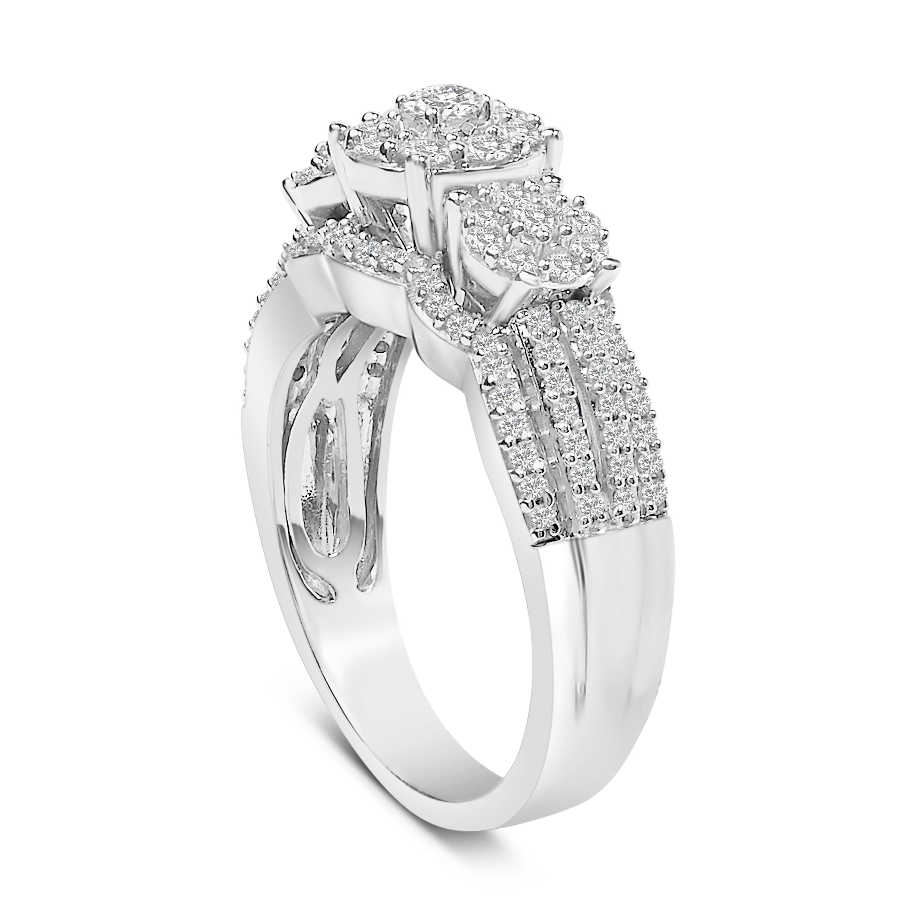.925 Sterling Silver 1.0 Cttw Diamond Engagement Ring and Soldered Wedding Band Set on sale at MyriadMart