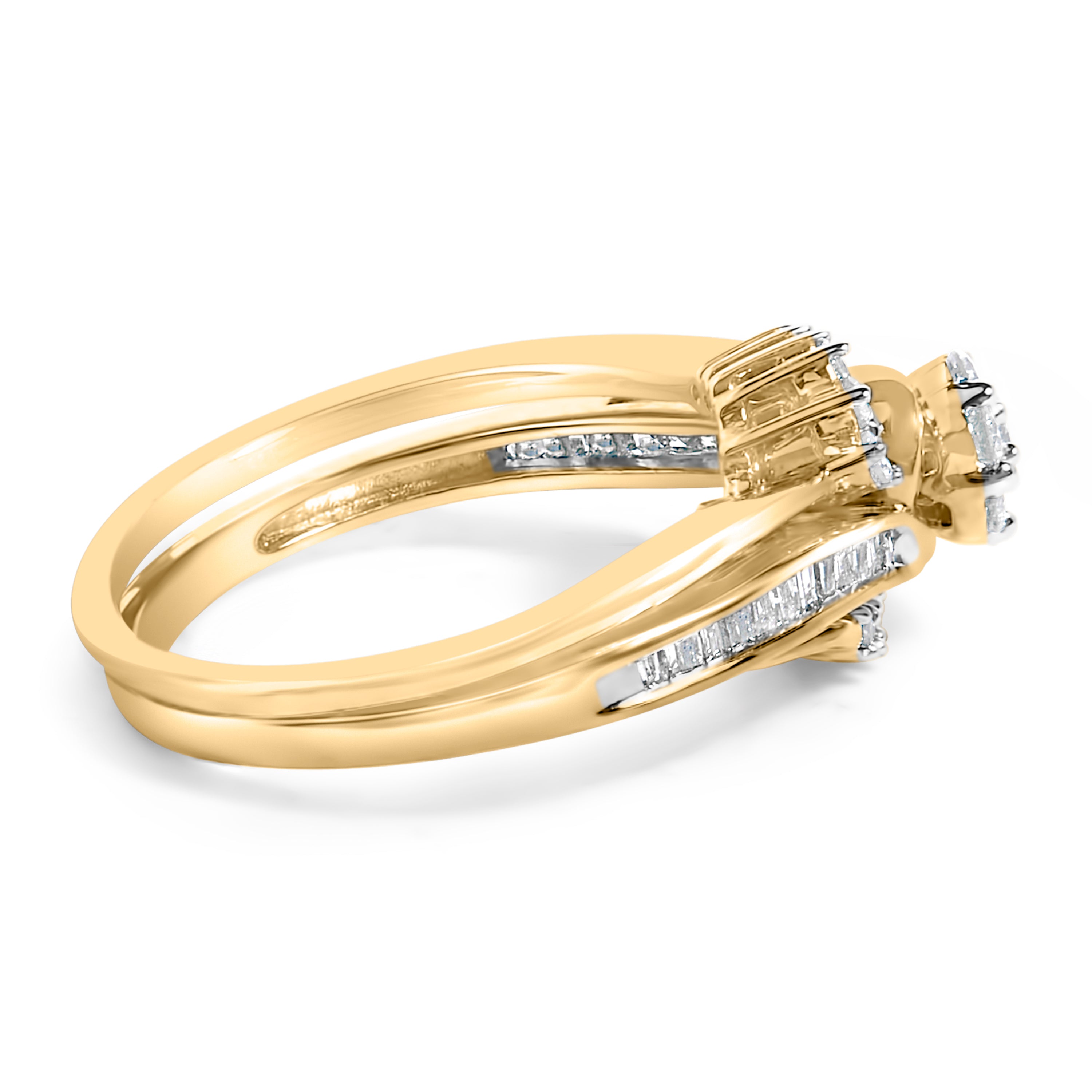 14K Yellow Gold Plated Sterling Silver 1/2 Cttw Diamond Cluster Spiral Bridal Set on sale at MyriadMart