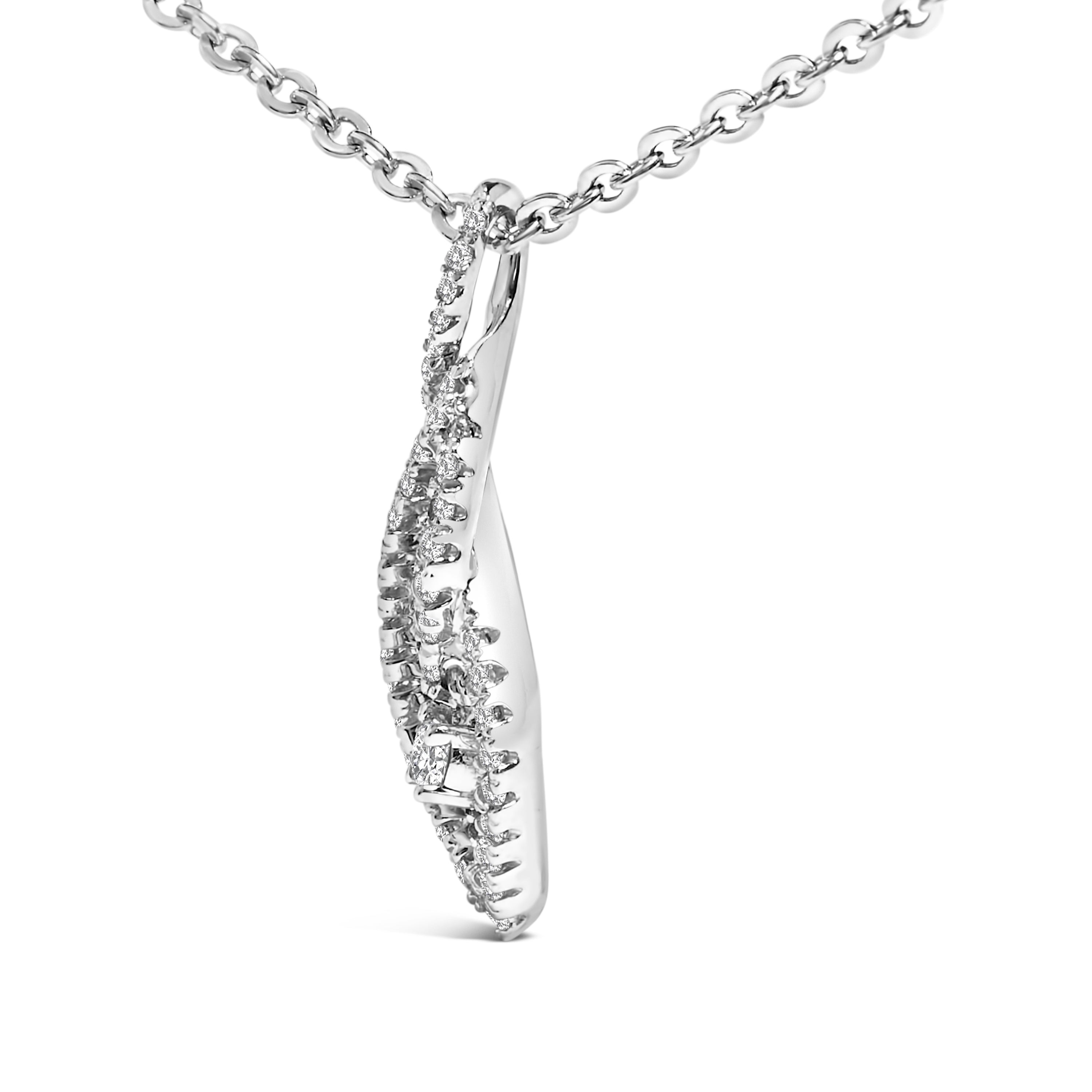 Sterling Silver 1/3 Cttw Diamond Swirl Teardrop Pendant Necklace on sale at MyriadMart