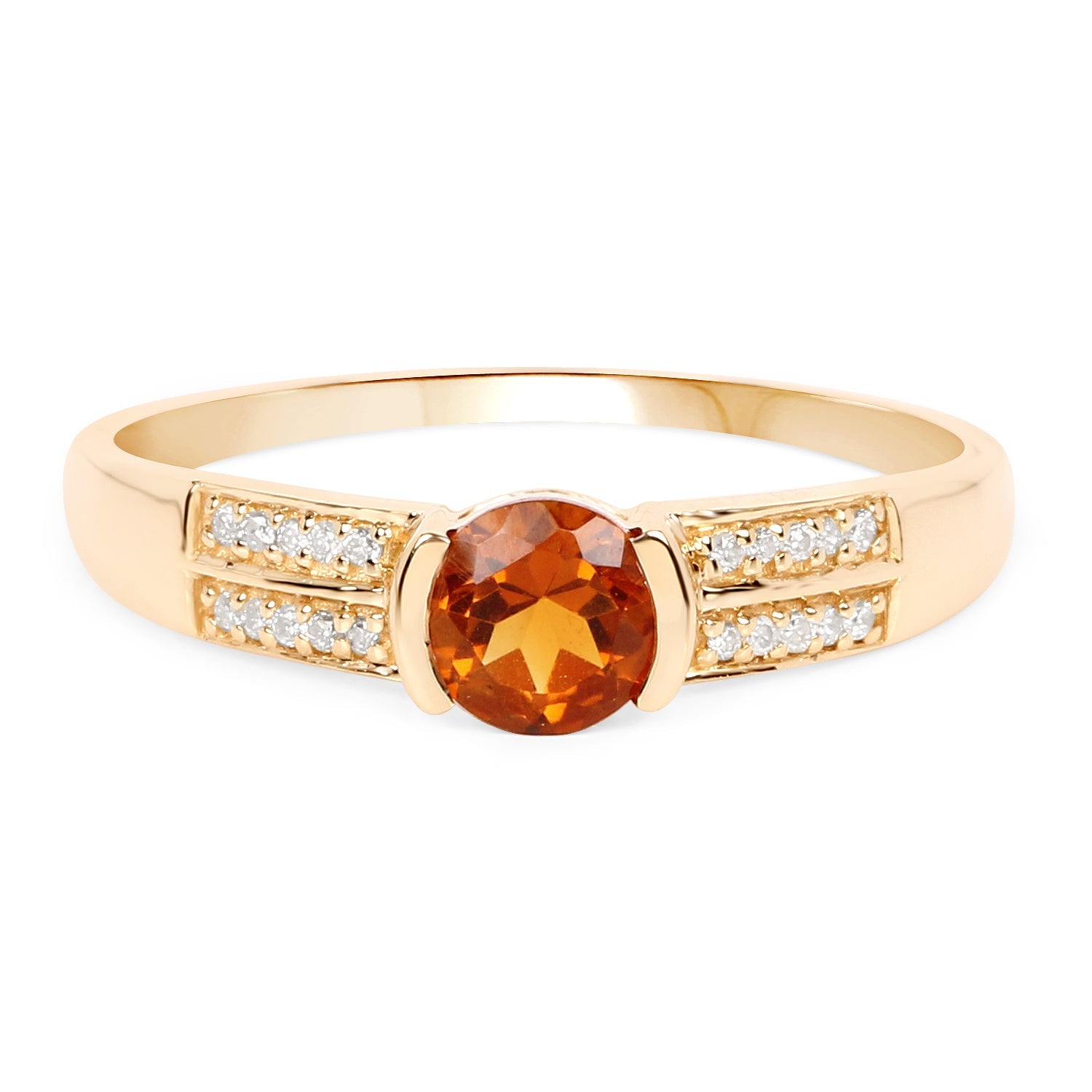 0.51 Carat Genuine Citrine and White Diamond 14K Yellow Gold Ring on sale at MyriadMart