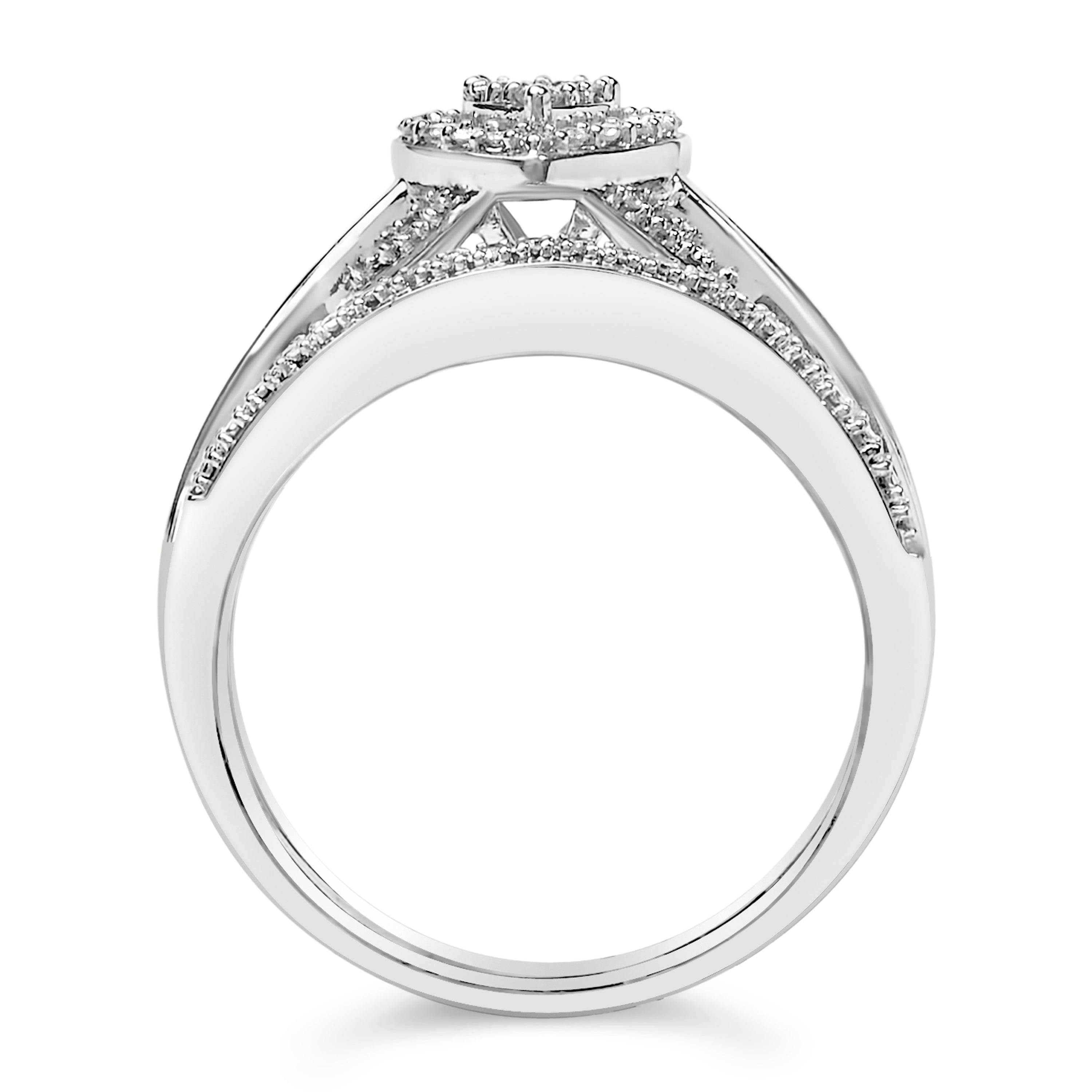 Sterling Silver 1/5 Cttw Diamond Heart Motif Bridal Set on sale at MyriadMart