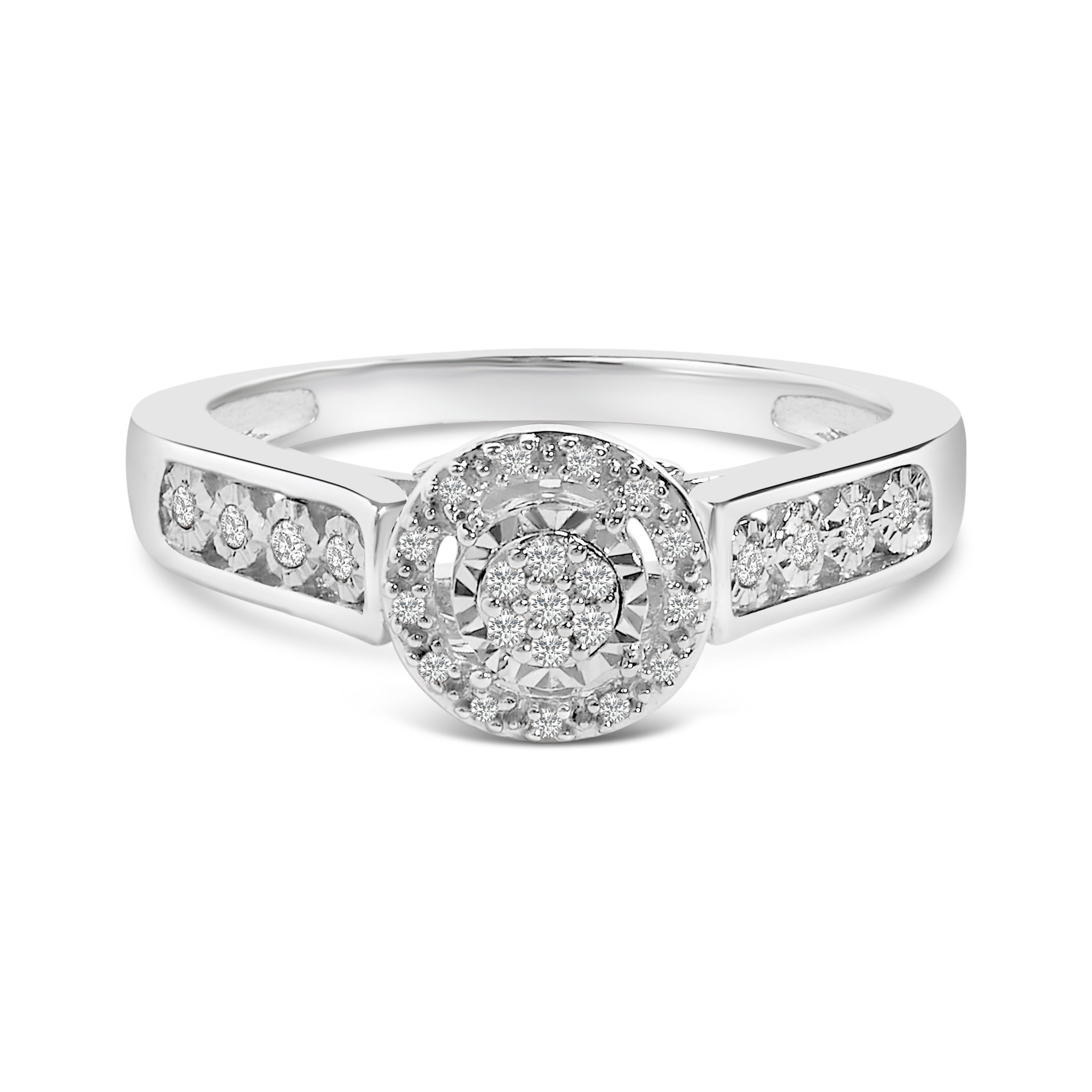 Sterling Silver Diamond Accent Round Cluster Halo Ring on sale at MyriadMart