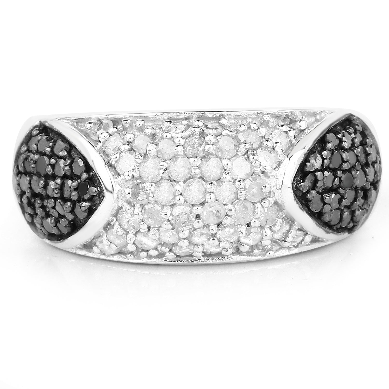 0.99 Carat Genuine Black Diamond and White Diamond .925 Sterling Silver Ring on sale at MyriadMart