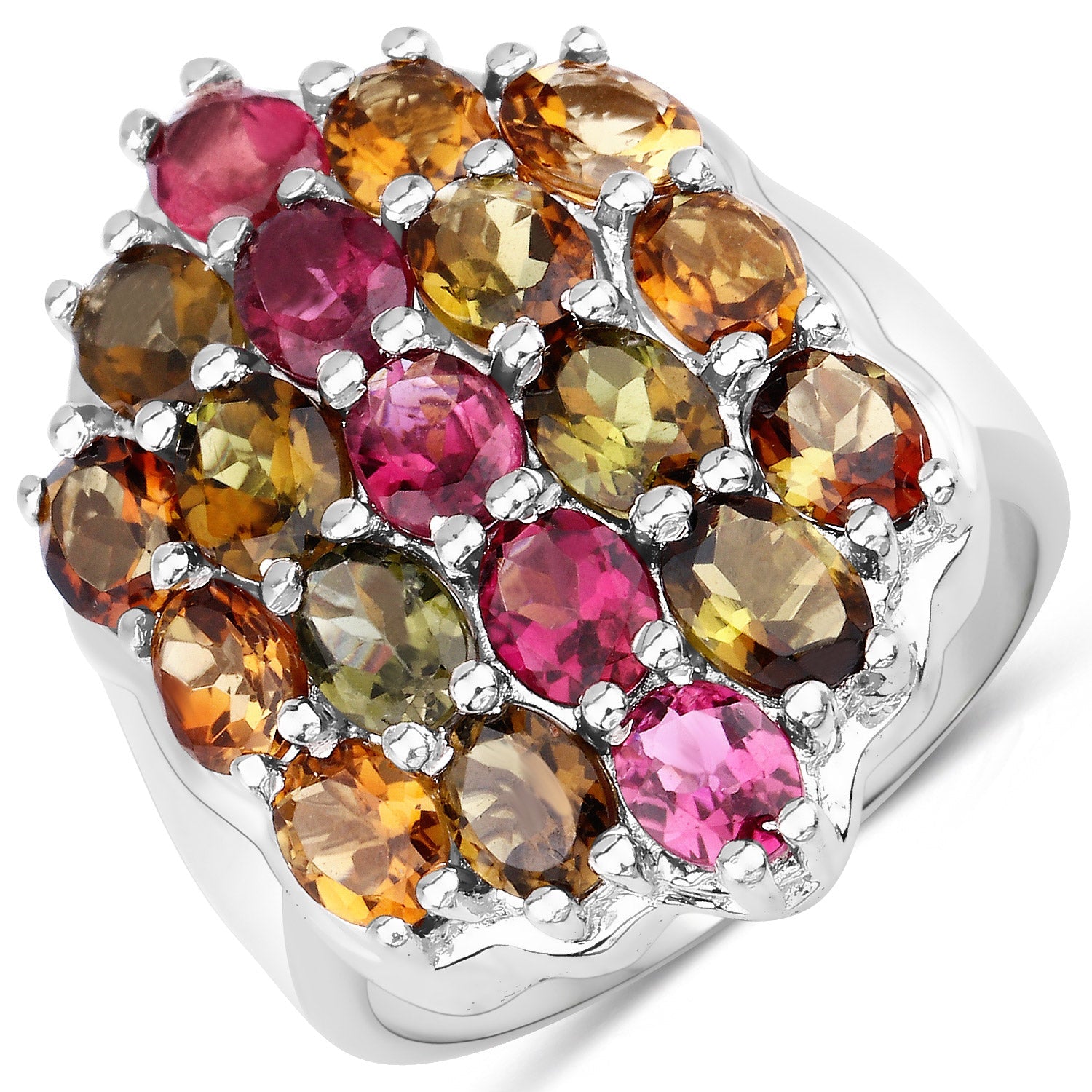 5.89 Carat Genuine Multi Tourmaline .925 Sterling Silver Ring on sale at MyriadMart