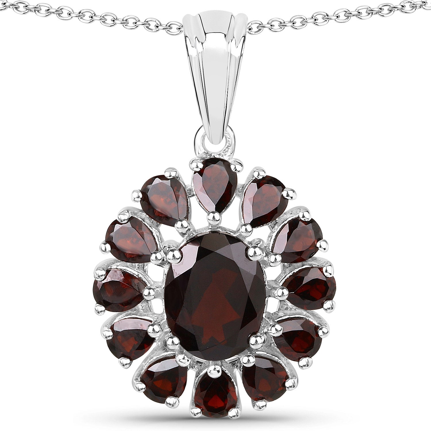 13.82 Carat Genuine Garnet and White Topaz .925 Sterling Silver 3 Piece Jewelry Set Ring, Earrings, and Pendant w/ Chain on sale at MyriadMart
