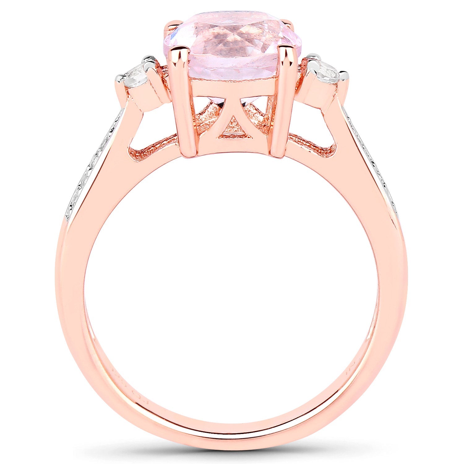 2.73 Carat Genuine Kunzite and White Topaz .925 Sterling Silver Ring on sale at MyriadMart