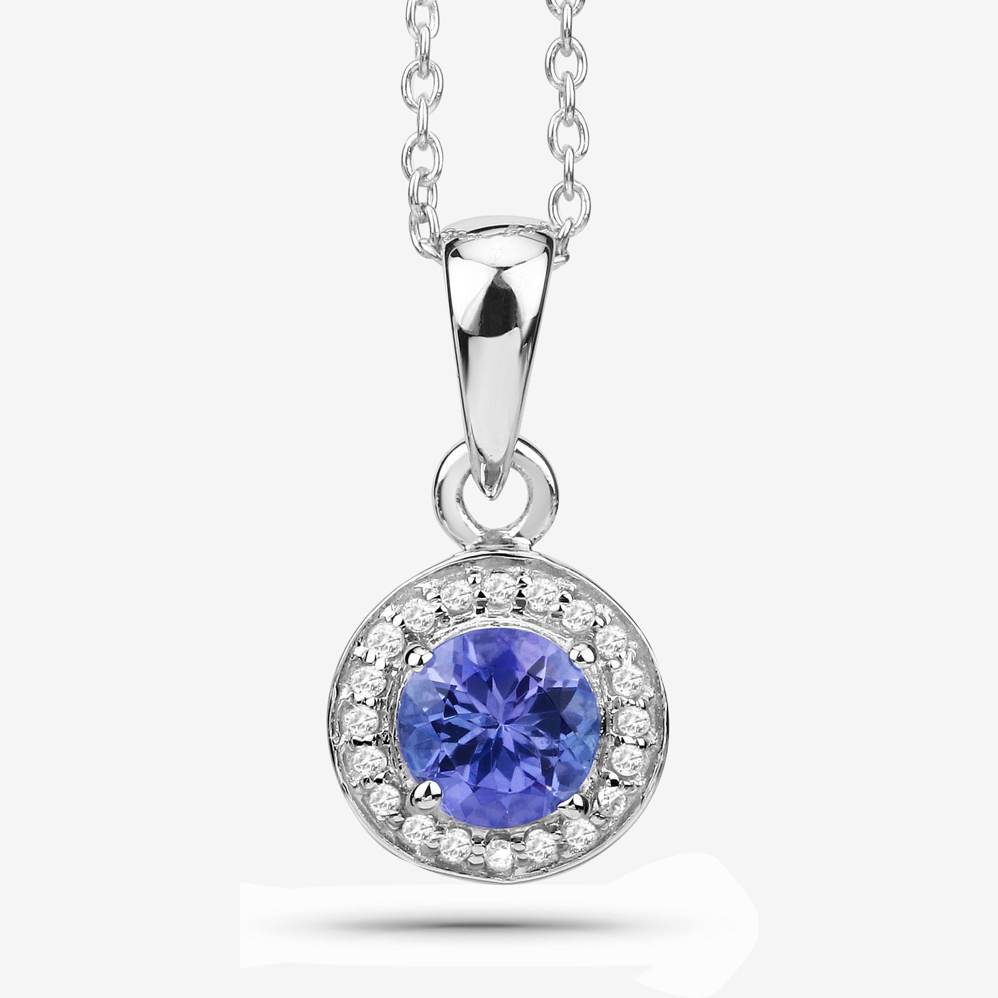 1.05 Carat Genuine Tanzanite and White Topaz .925 Sterling Silver Pendant on sale at MyriadMart