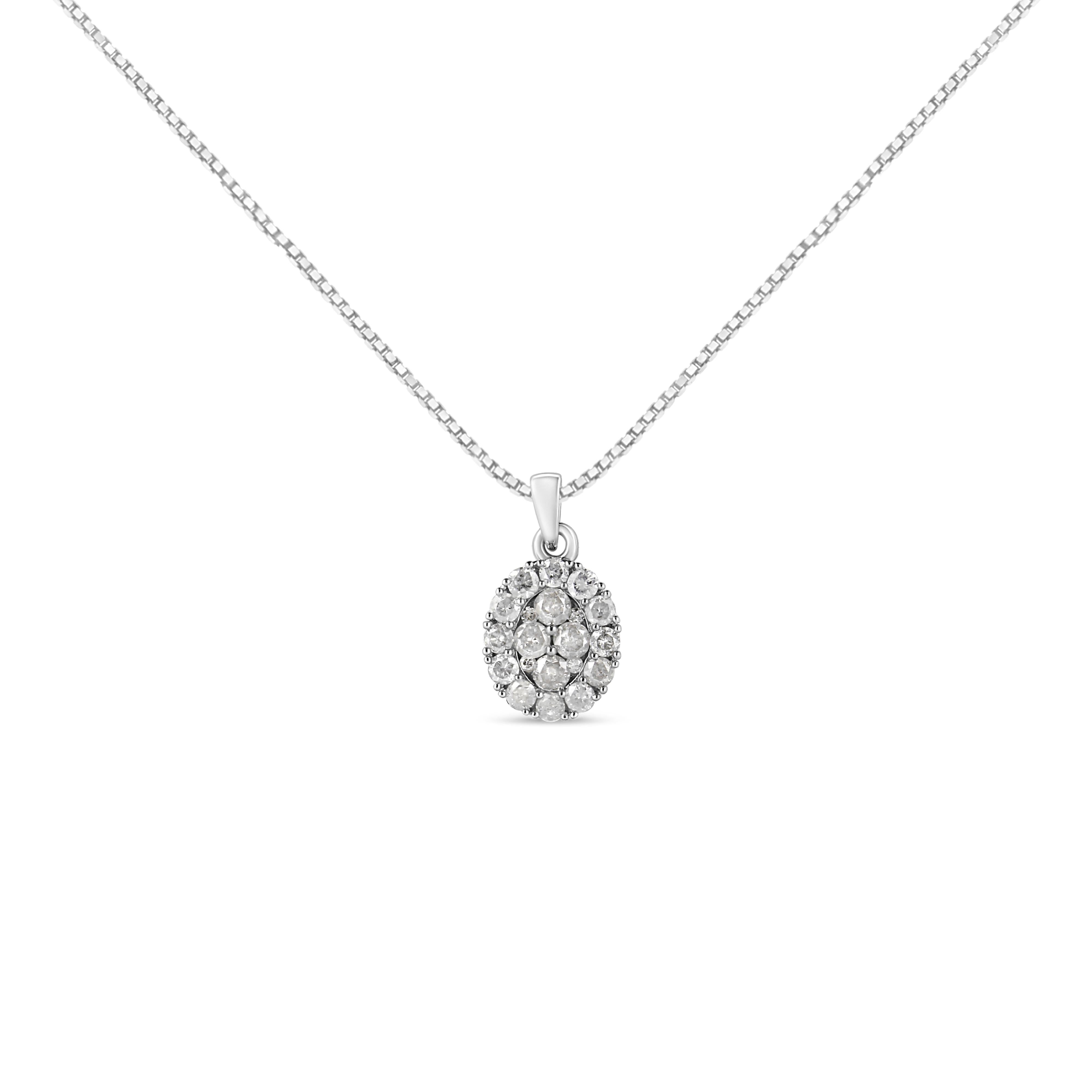 .925 Sterling Silver 1 1/2 Cttw Diamond Oval Cluster Pendant Necklace I-J Color, I2-I3 Clarity - 18" on sale at MyriadMart