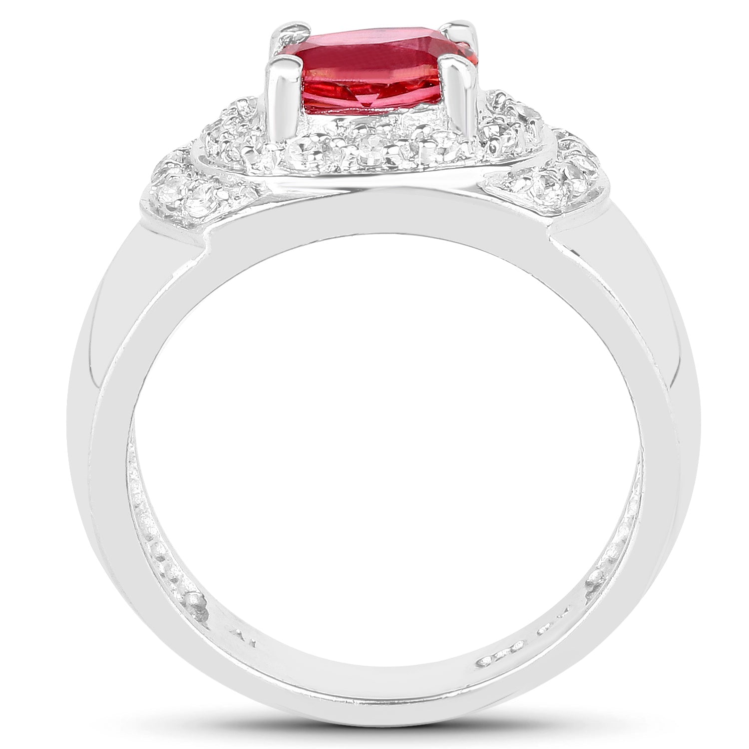 1.37 Carat Genuine Pink Topaz and White Cubic Zirconia .925 Sterling Silver Ring on sale at MyriadMart