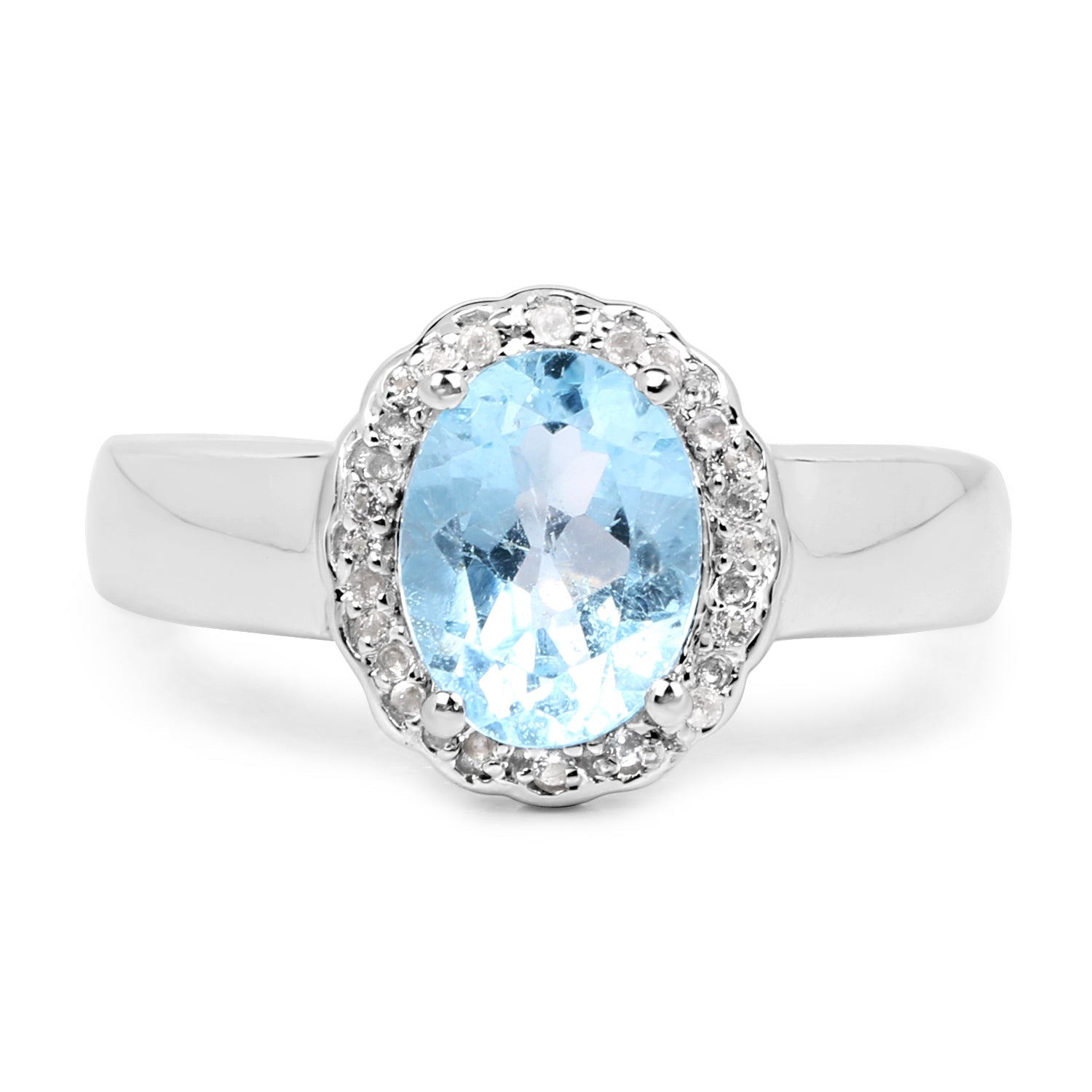 2.58 Carat Genuine Blue Topaz and White Topaz .925 Sterling Silver Ring on sale at MyriadMart