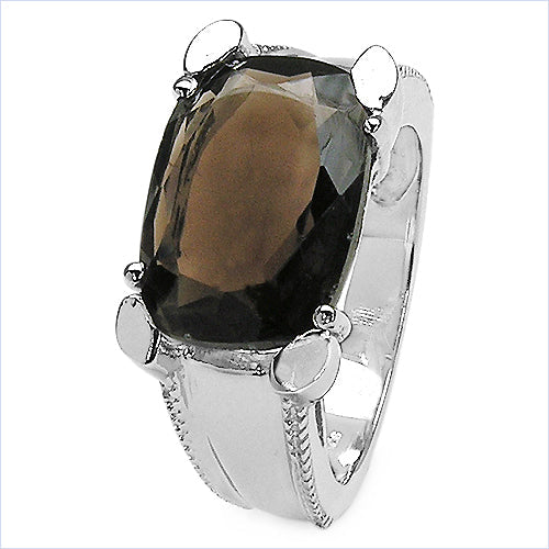 5.48 Carat Genuine Smoky Quartz .925 Sterling Silver Ring on sale at MyriadMart