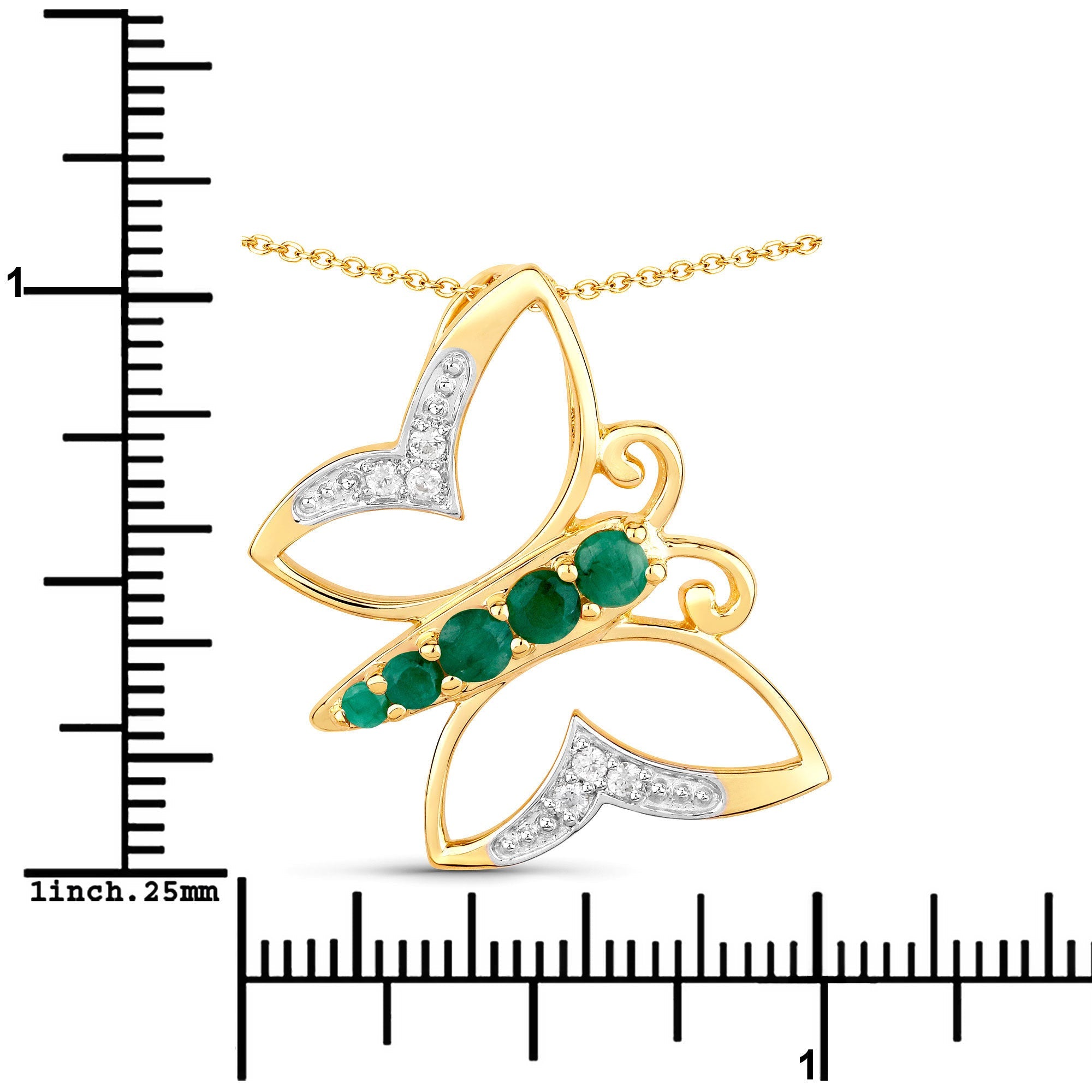 0.51 Carat Genuine Emerald and White Zircon .925 Sterling Silver Necklace on sale at MyriadMart