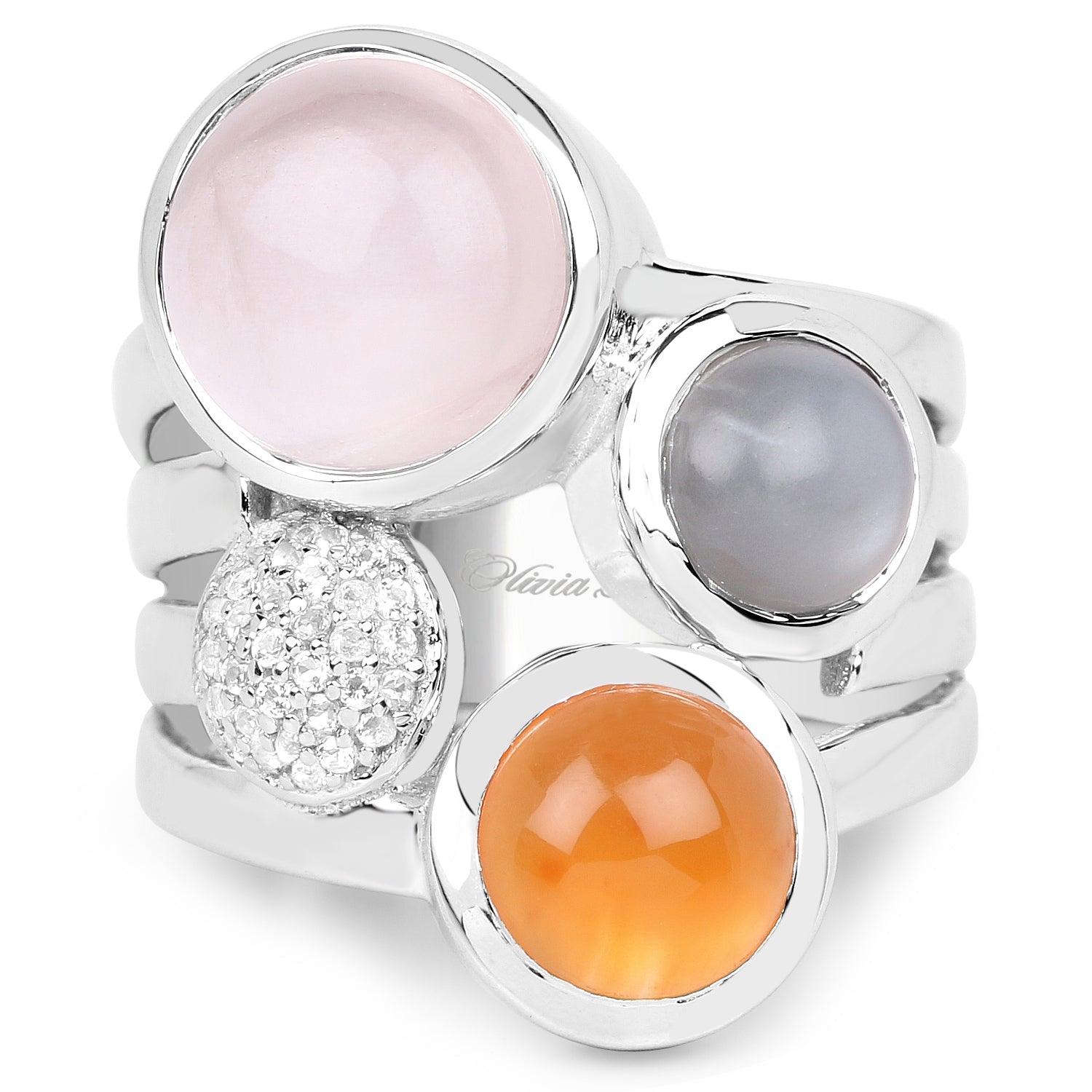 5.96 Carat Genuine Multi Stone .925 Sterling Silver Ring on sale at MyriadMart