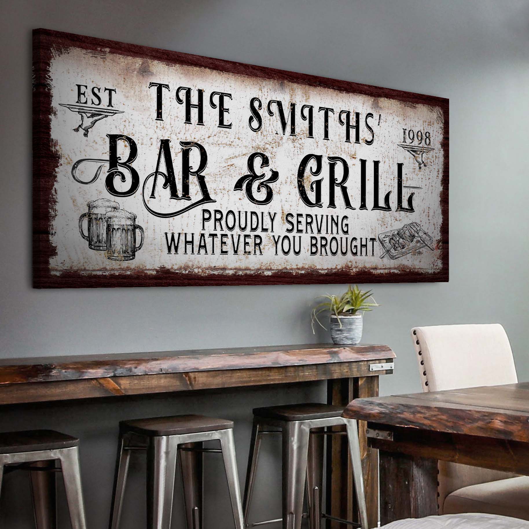 Personalized Bar and Grill Sign on sale at MyriadMart