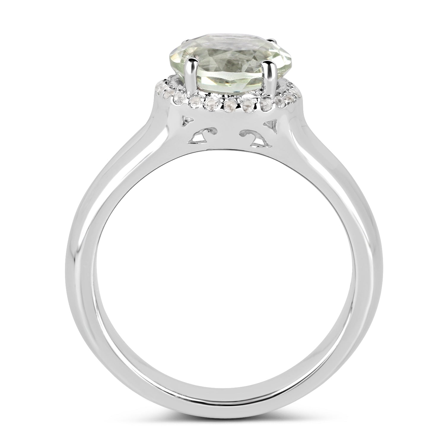 1.87 Carat Genuine Green Amethyst and White Topaz .925 Sterling Silver Ring on sale at MyriadMart