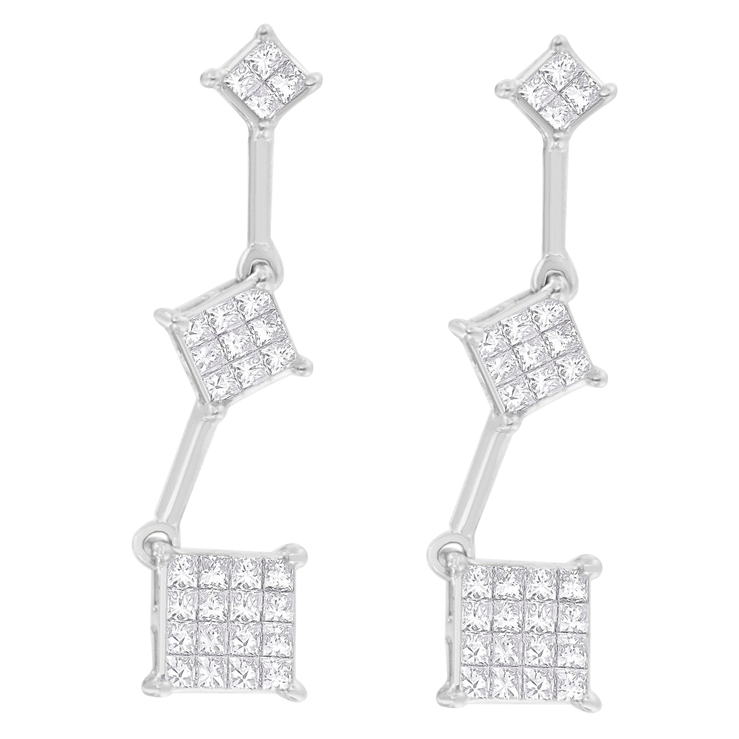 14K White Gold 1 cttw Princess Cut Diamond Earrings G-H, VS1-VS2 on sale at MyriadMart