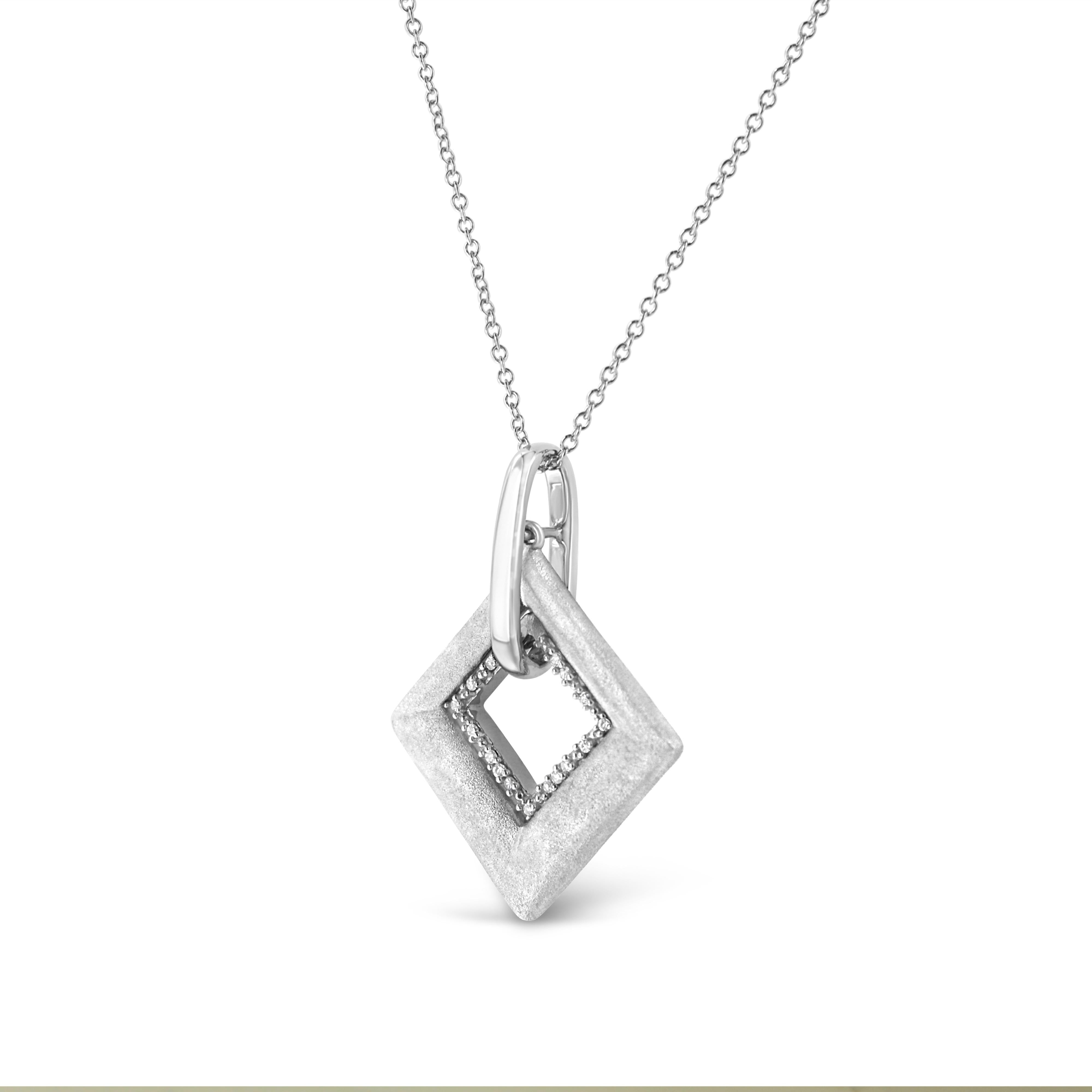 .925 Sterling Silver Pave-Set Diamond Accent Kite Shape 18" Pendant Necklace I-J Color, I1-I2 Clarity on sale at MyriadMart