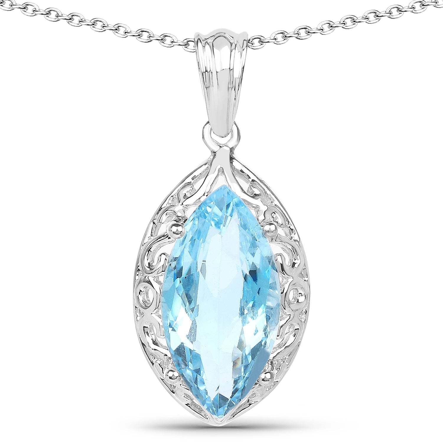 8.22 Carat Genuine Swiss Blue Topaz .925 Sterling Silver Pendant on sale at MyriadMart
