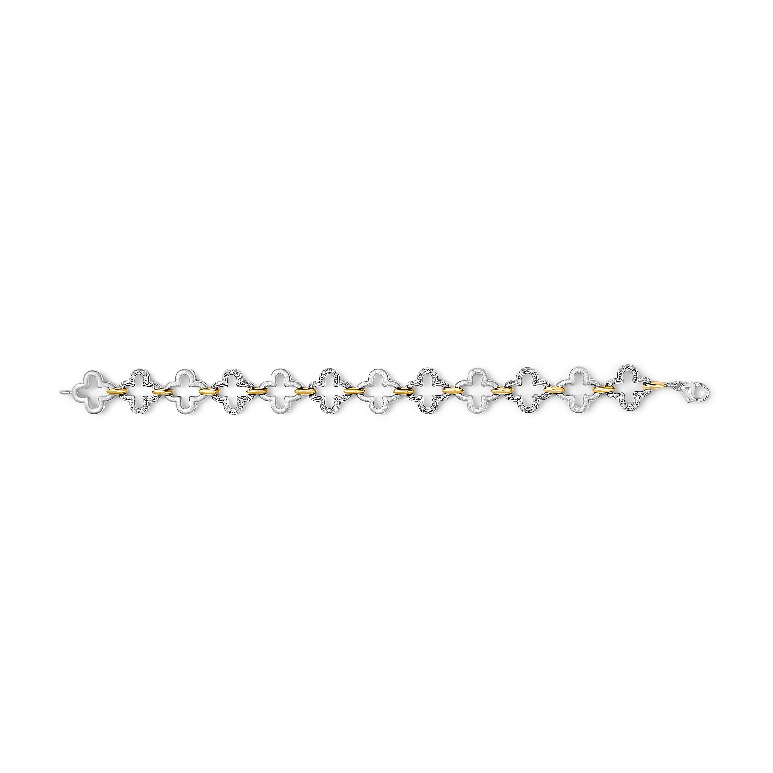 .925 Two-tone Sterling Silver 1/10 Cttw Natural Round Diamond Fashion Tennis Bracelet I-J Color, I1-I2 Clarity - 7" on sale at MyriadMart
