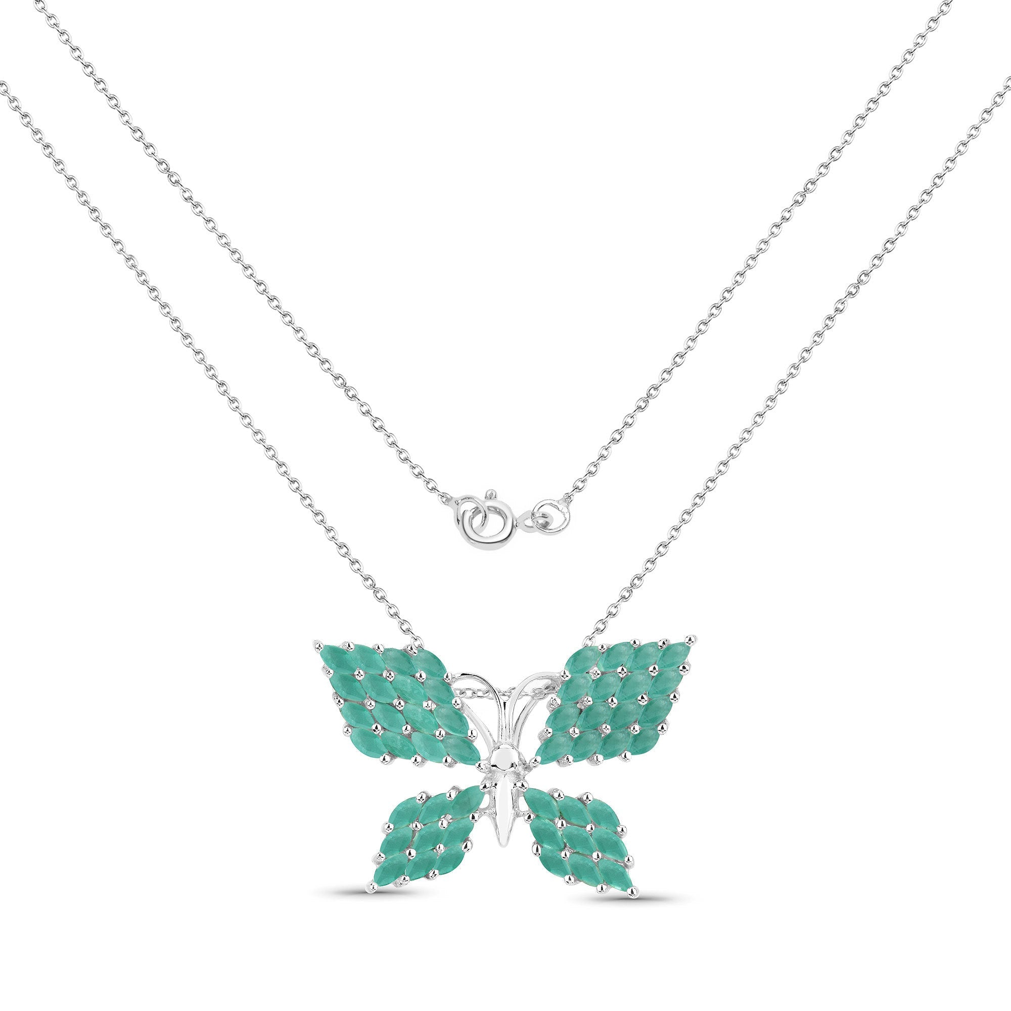 3.12 Carat Genuine Emerald .925 Sterling Silver Pendant on sale at MyriadMart