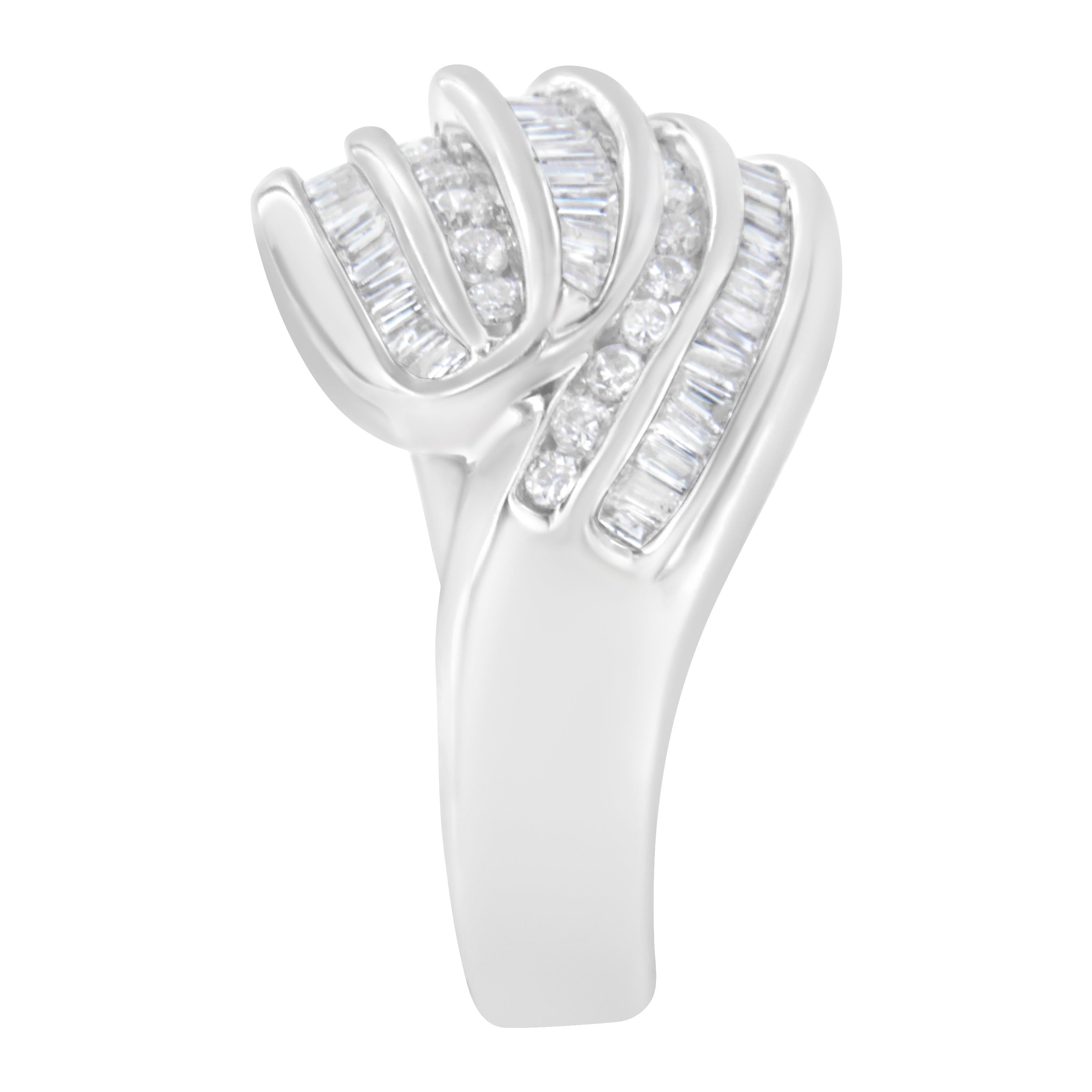 14KT White Gold Diamond Bypass Band Ring 1 cttw, H-I Color, SI1-SI2 Clarity on sale at MyriadMart