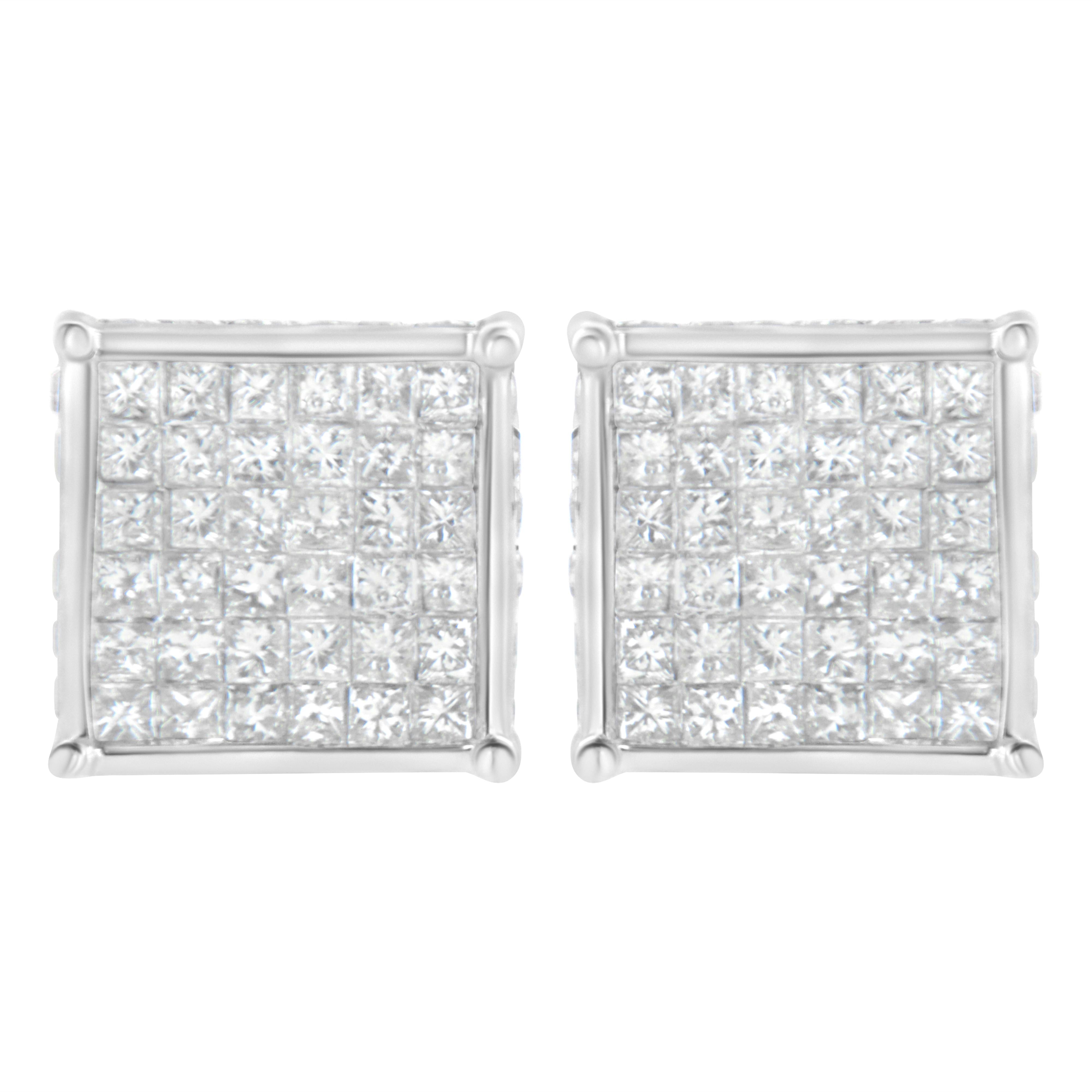 10K White Gold 2ct TDW Princess-Cut Composite Diamond Stud Earring I-J ,I2-I3 on sale at MyriadMart