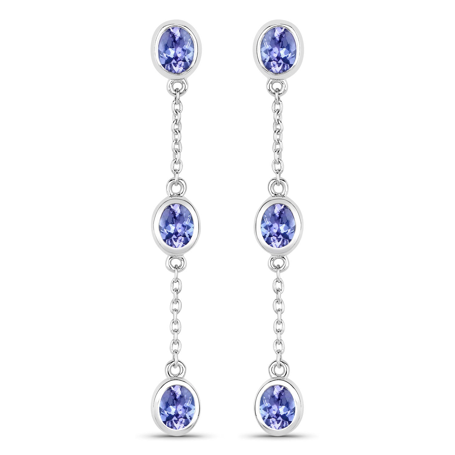 1.98 Carat Genuine Tanzanite .925 Sterling Silver Earrings on sale at MyriadMart