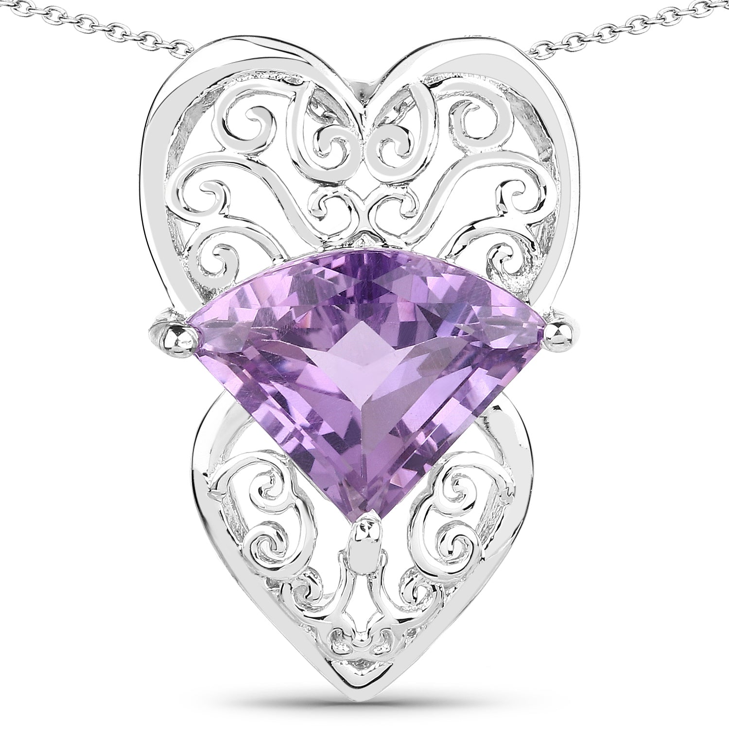 5.80 Carat Genuine Amethyst .925 Sterling Silver Pendant on sale at MyriadMart